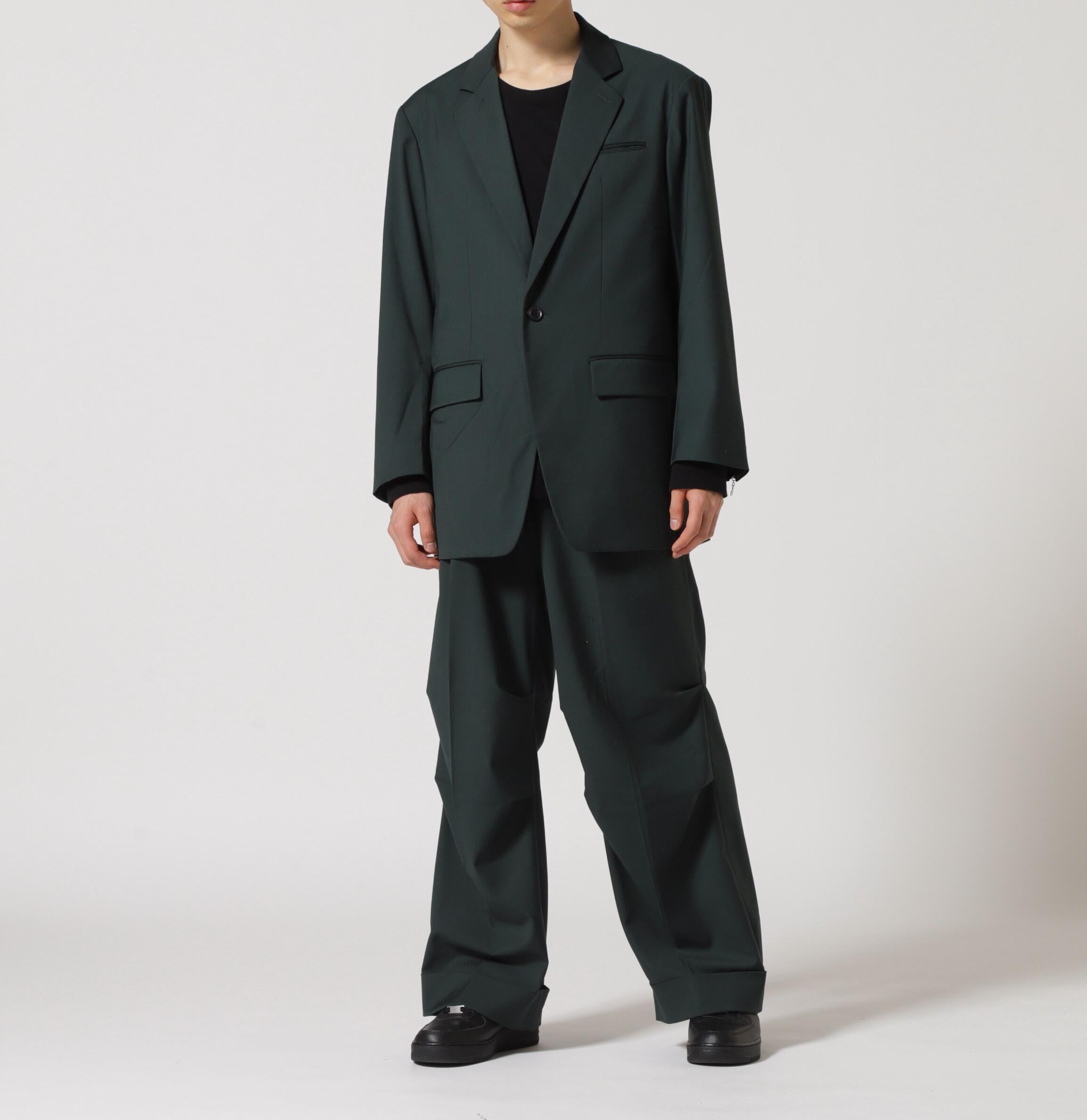 Dankeschon/ダンケシェーン/T> ZIP WIDE PANTS/ジップワイドパンツ グリーン