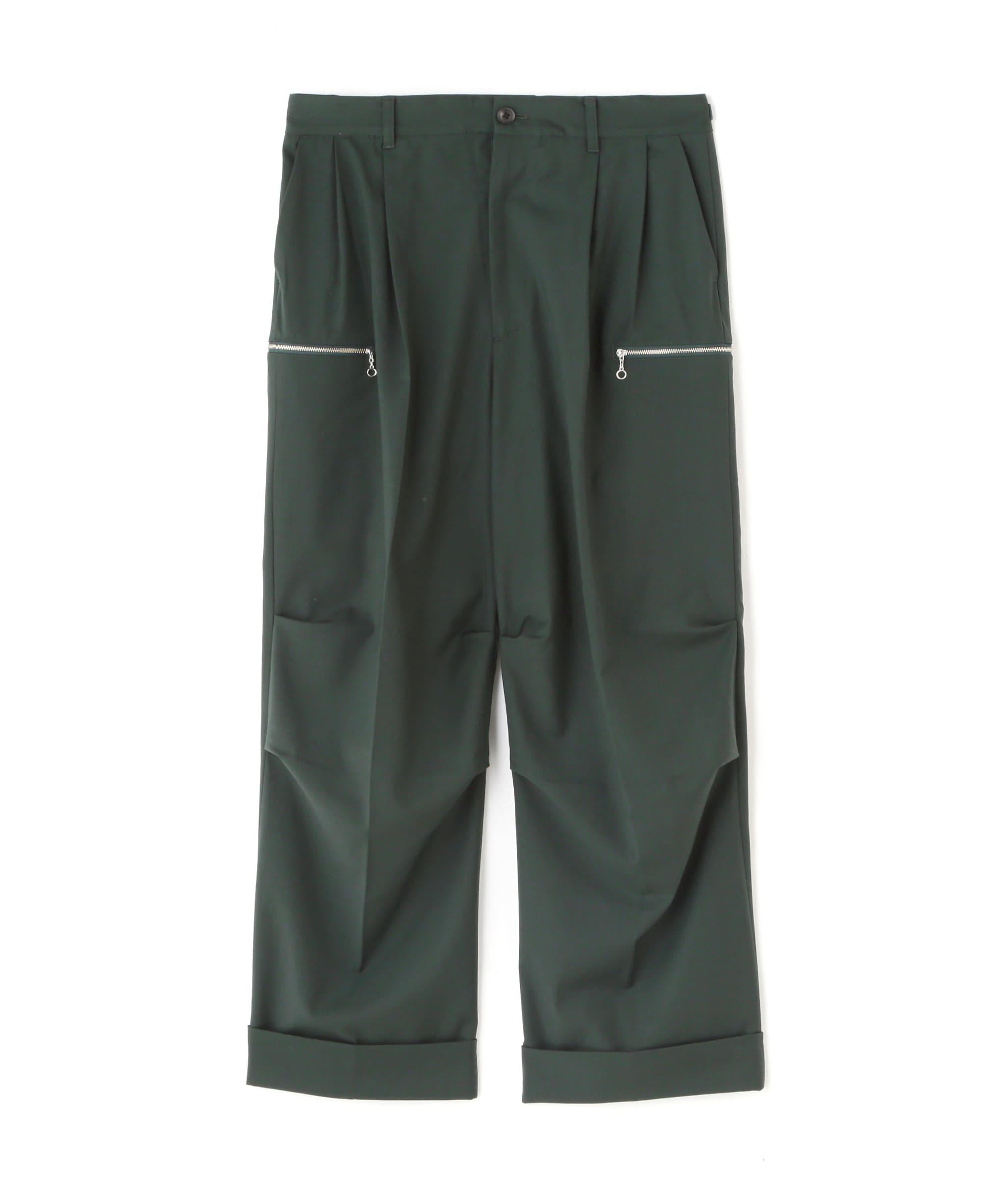 Dankeschon/ダンケシェーン/T> ZIP WIDE PANTS/ジップワイドパンツ グリーン