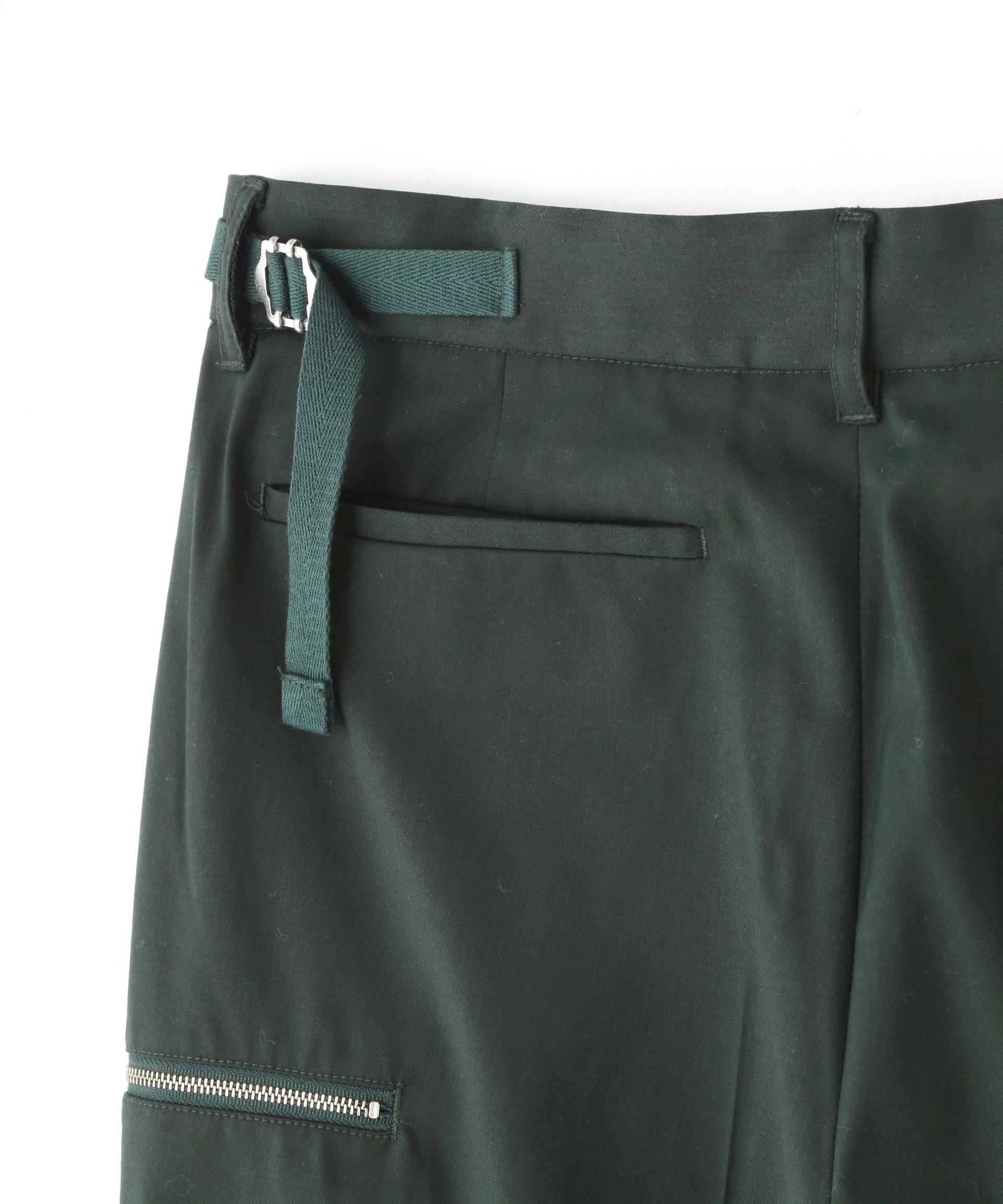 Dankeschon/ダンケシェーン/T> ZIP WIDE PANTS/ジップワイドパンツ グリーン