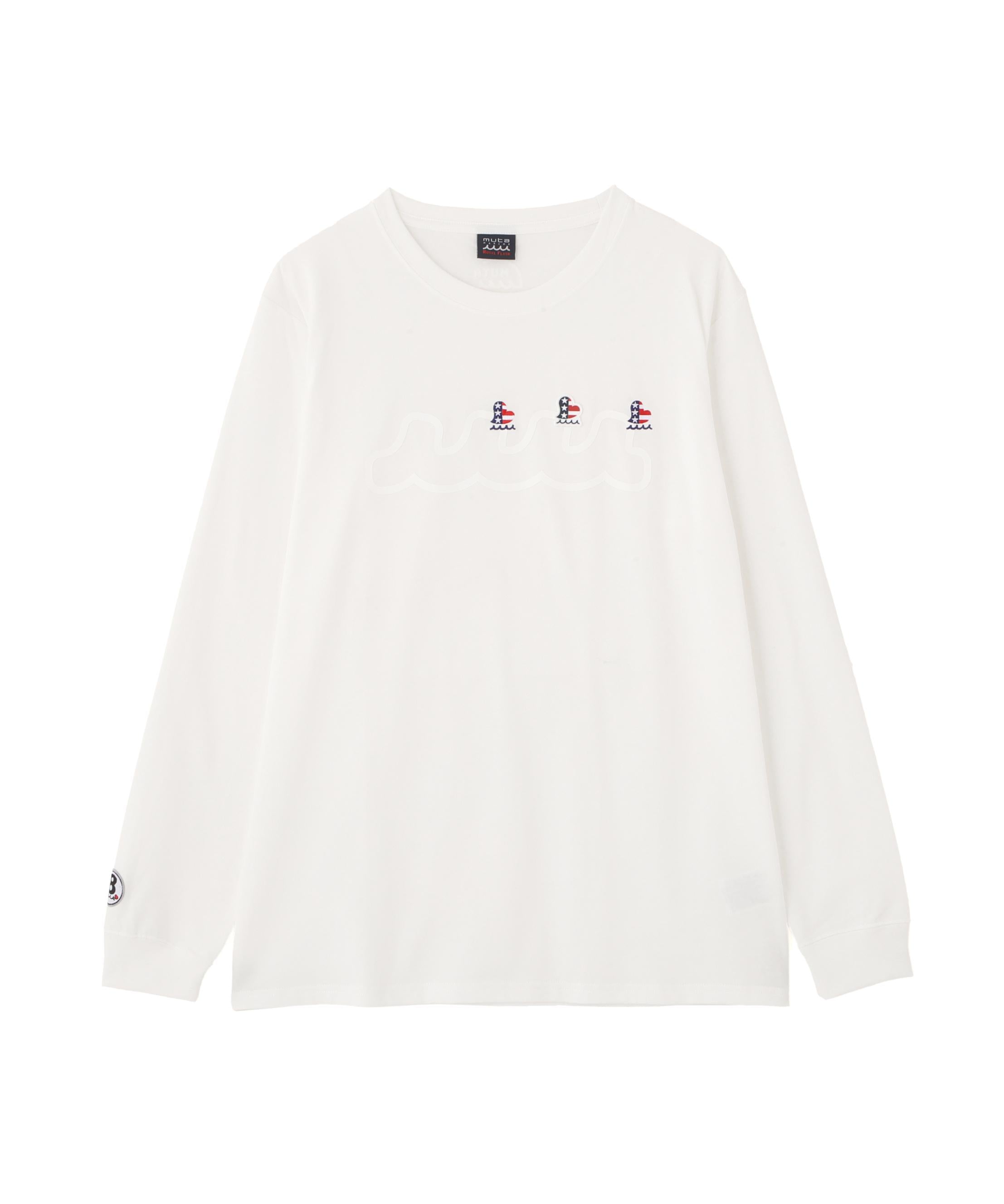 muta MARINE/ムータ マリン/別注 Three America Heart LS TEE ホワイト