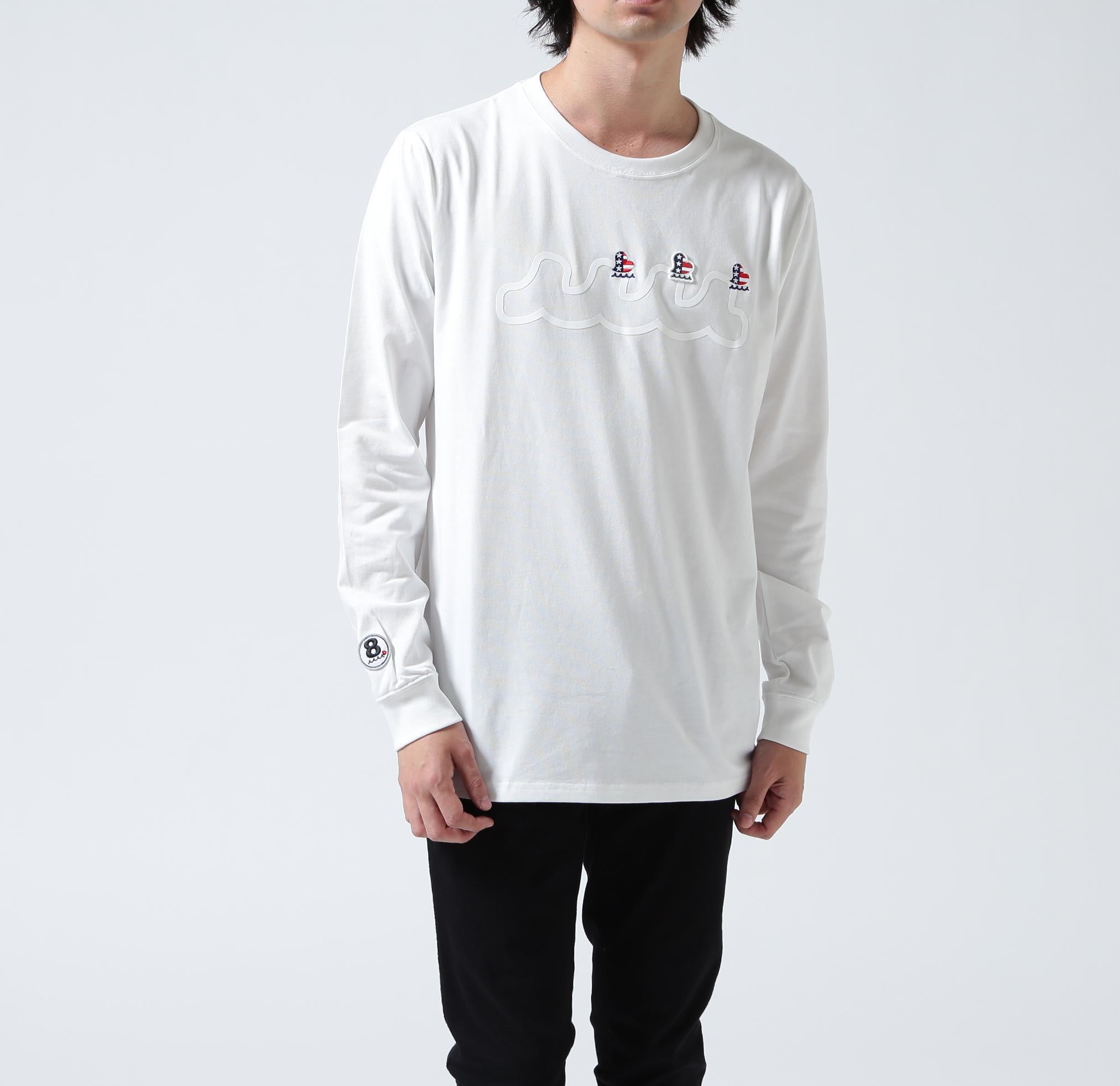 muta MARINE/ムータ マリン/別注 Three America Heart LS TEE ホワイト