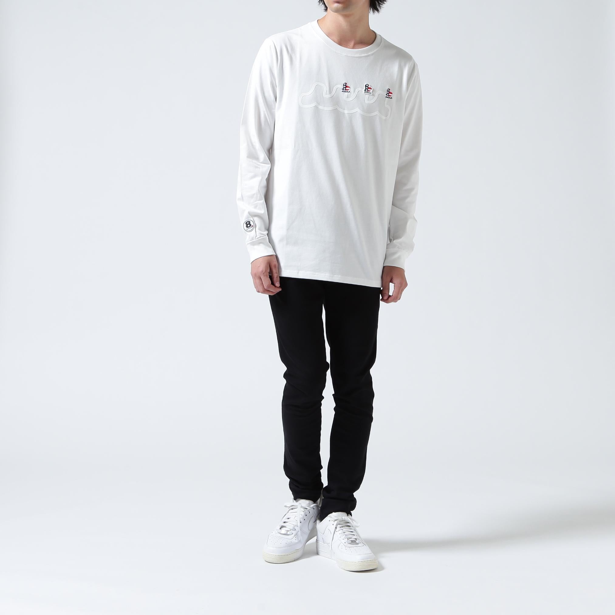 muta MARINE/ムータ マリン/別注 Three America Heart LS TEE ホワイト