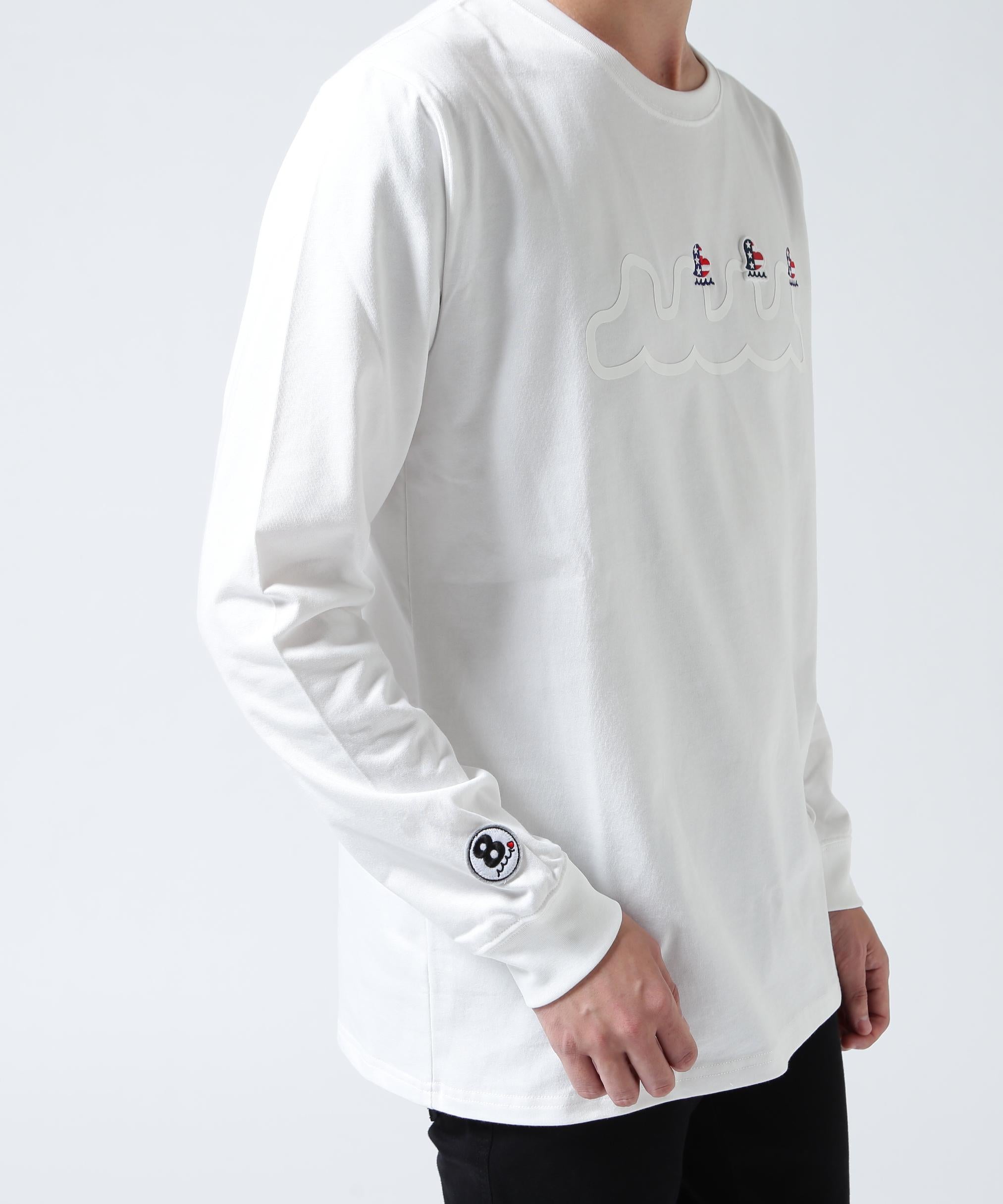 muta MARINE/ムータ マリン/別注 Three America Heart LS TEE ホワイト