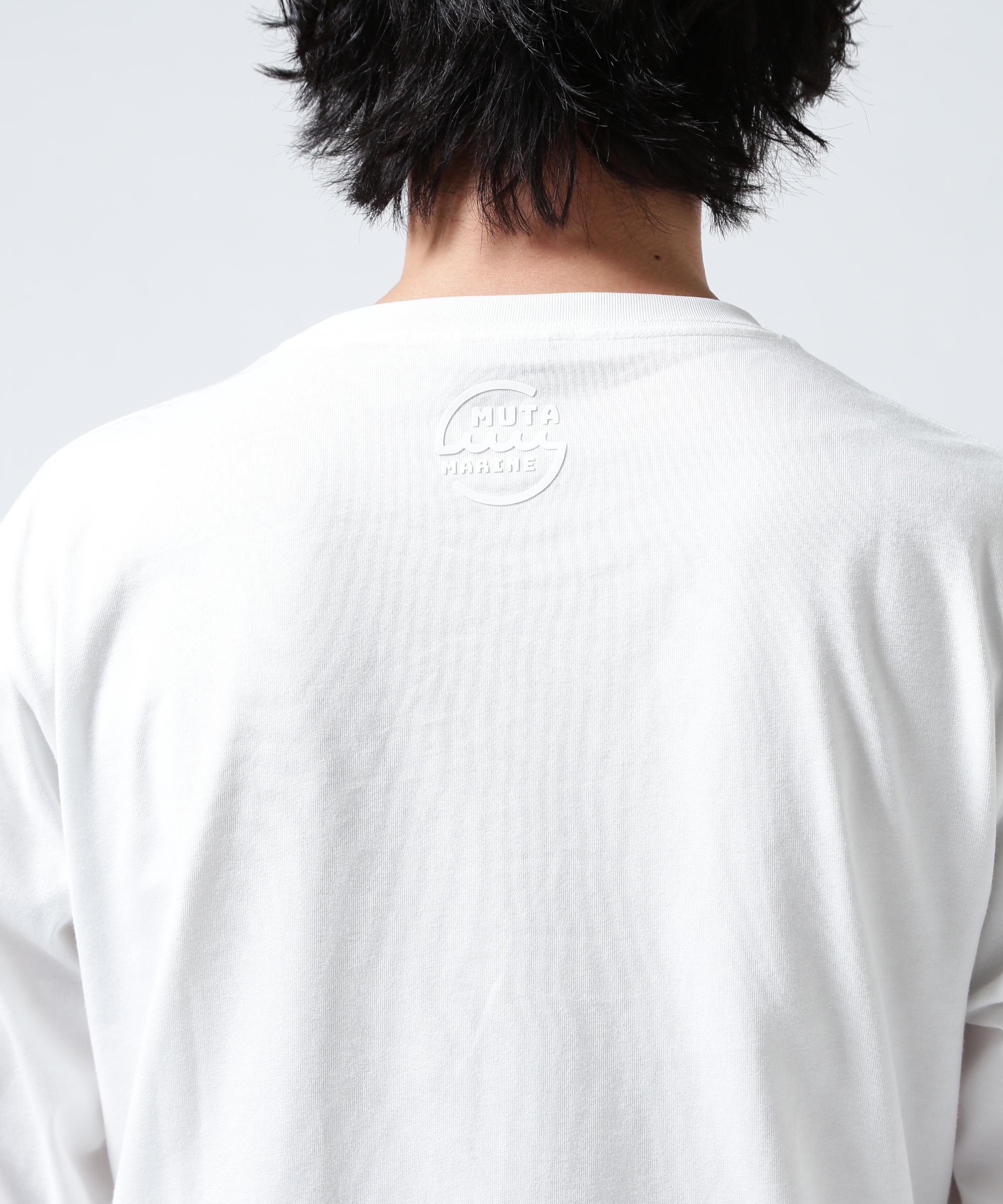 muta MARINE/ムータ マリン/別注 Three America Heart LS TEE ホワイト