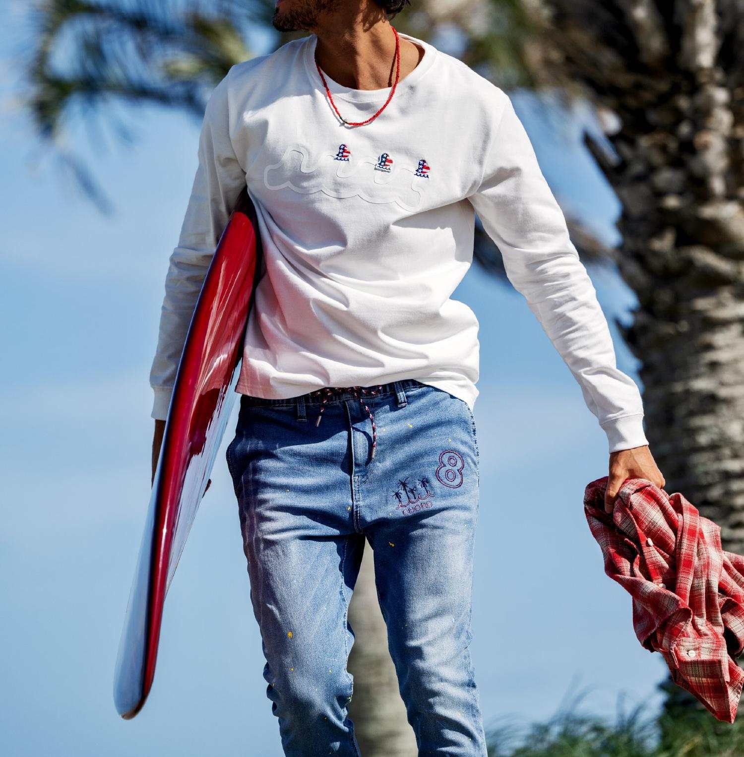 muta MARINE/ムータ マリン/別注 Three America Heart LS TEE ホワイト