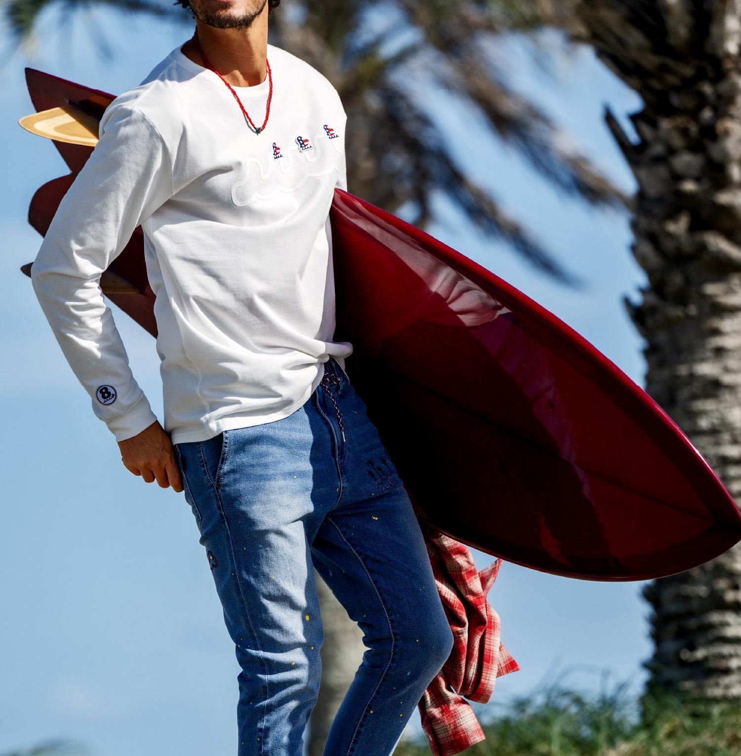 muta MARINE/ムータ マリン/別注 Three America Heart LS TEE ホワイト