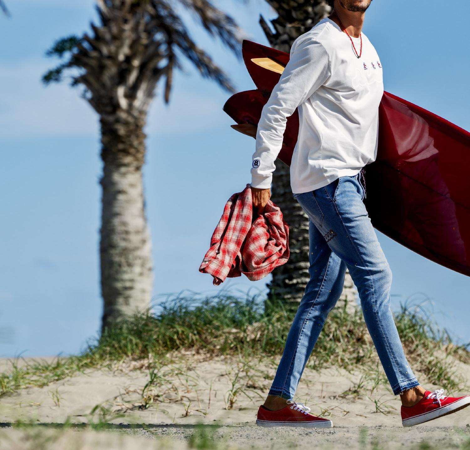 muta MARINE/ムータ マリン/別注 Three America Heart LS TEE ホワイト