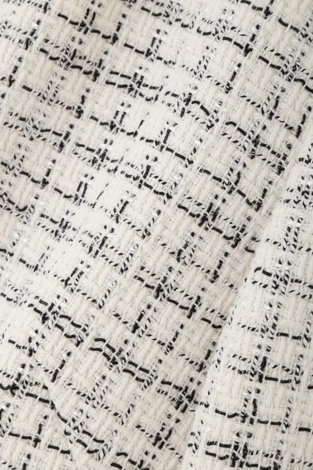 ◆スクエアーネックツイードジャケット ホワイト系1