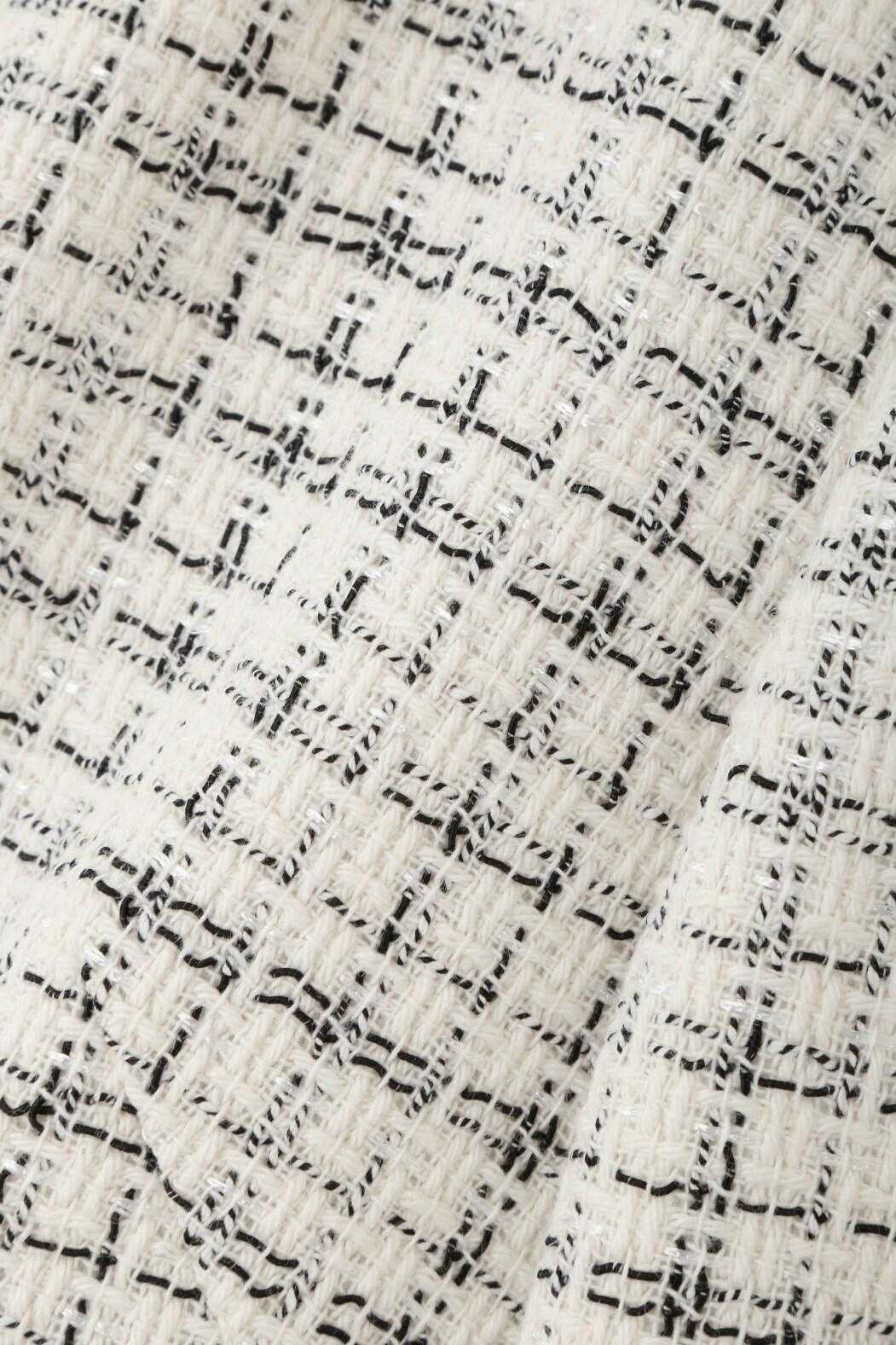 ◆スクエアーネックツイードジャケット ホワイト系1