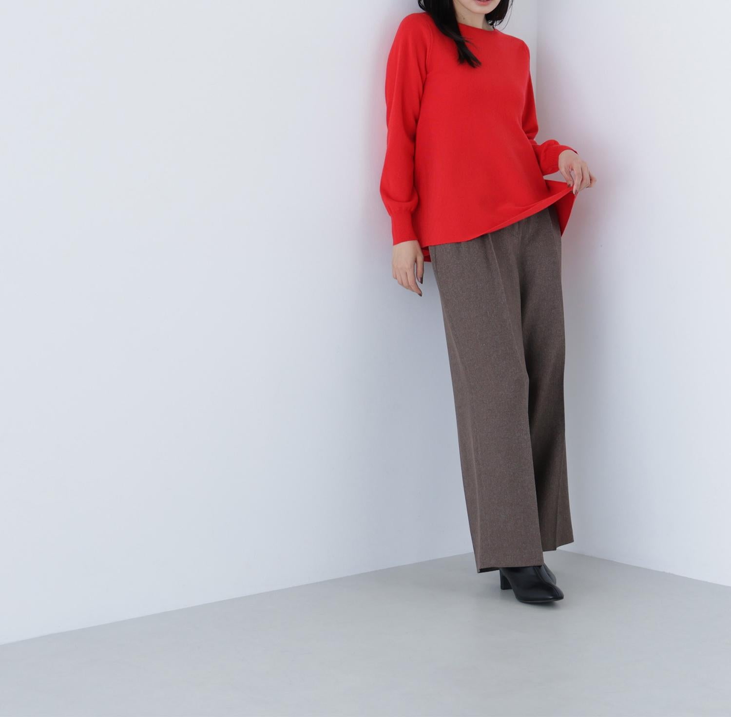 ペプラムチュニックニット レッド