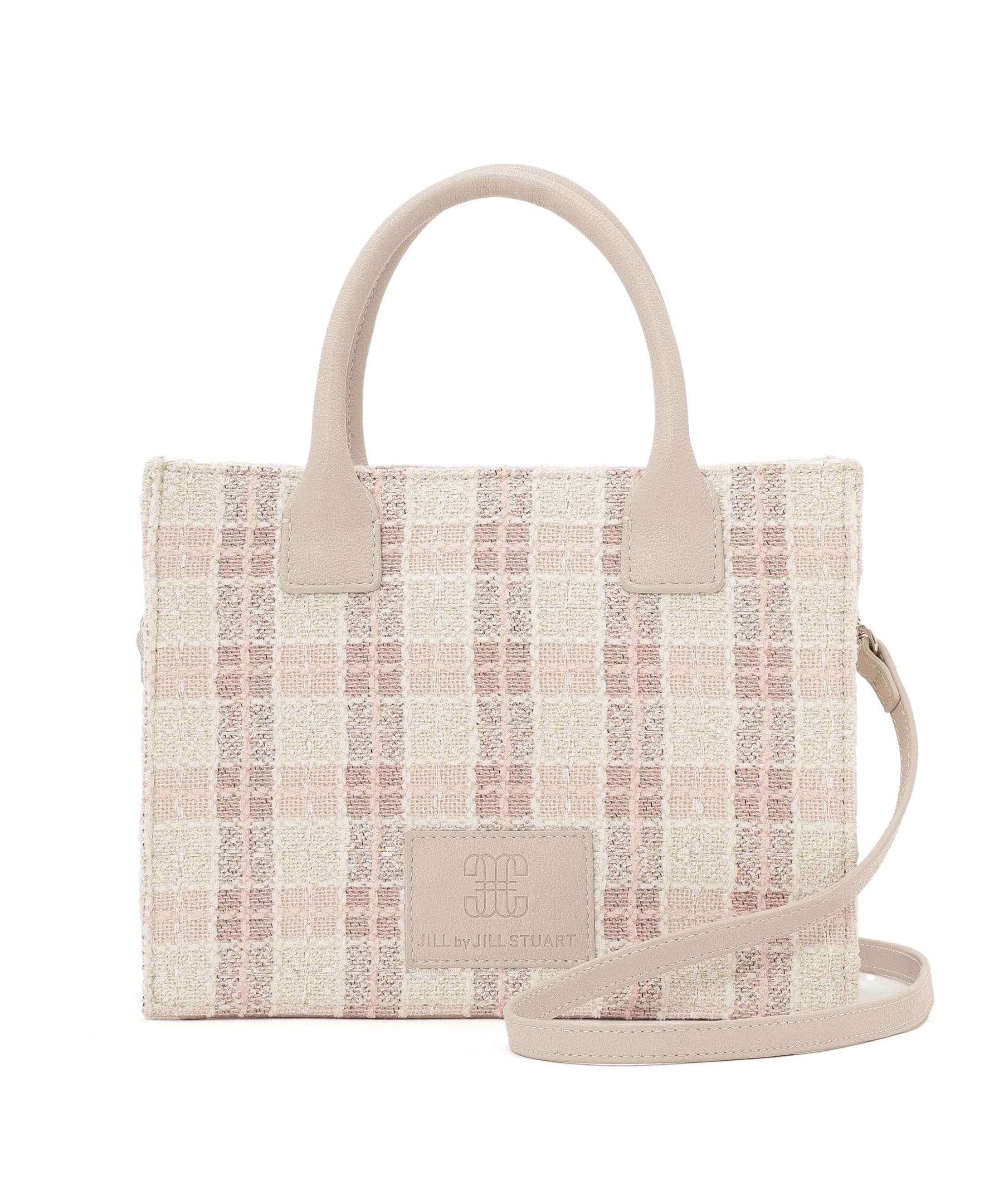 ツイードチェックトートバッグ ピンク