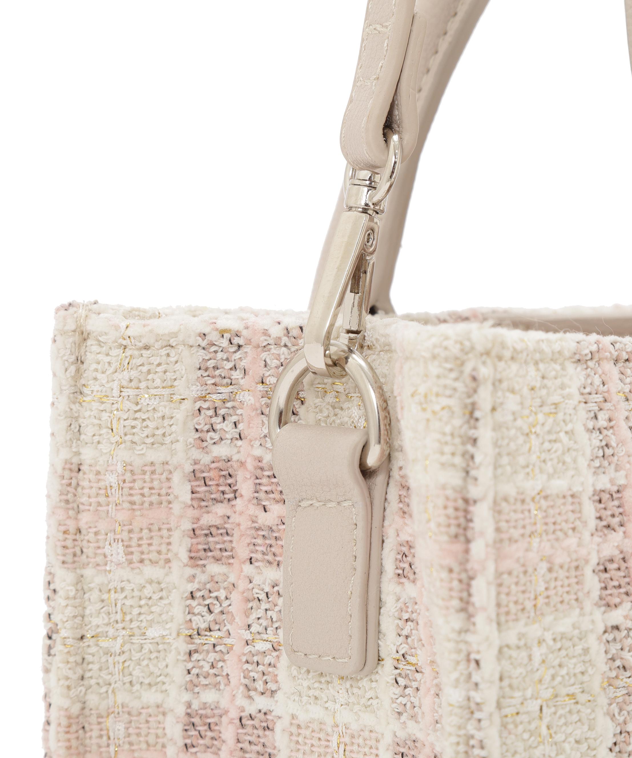 ツイードチェックトートバッグ ピンク