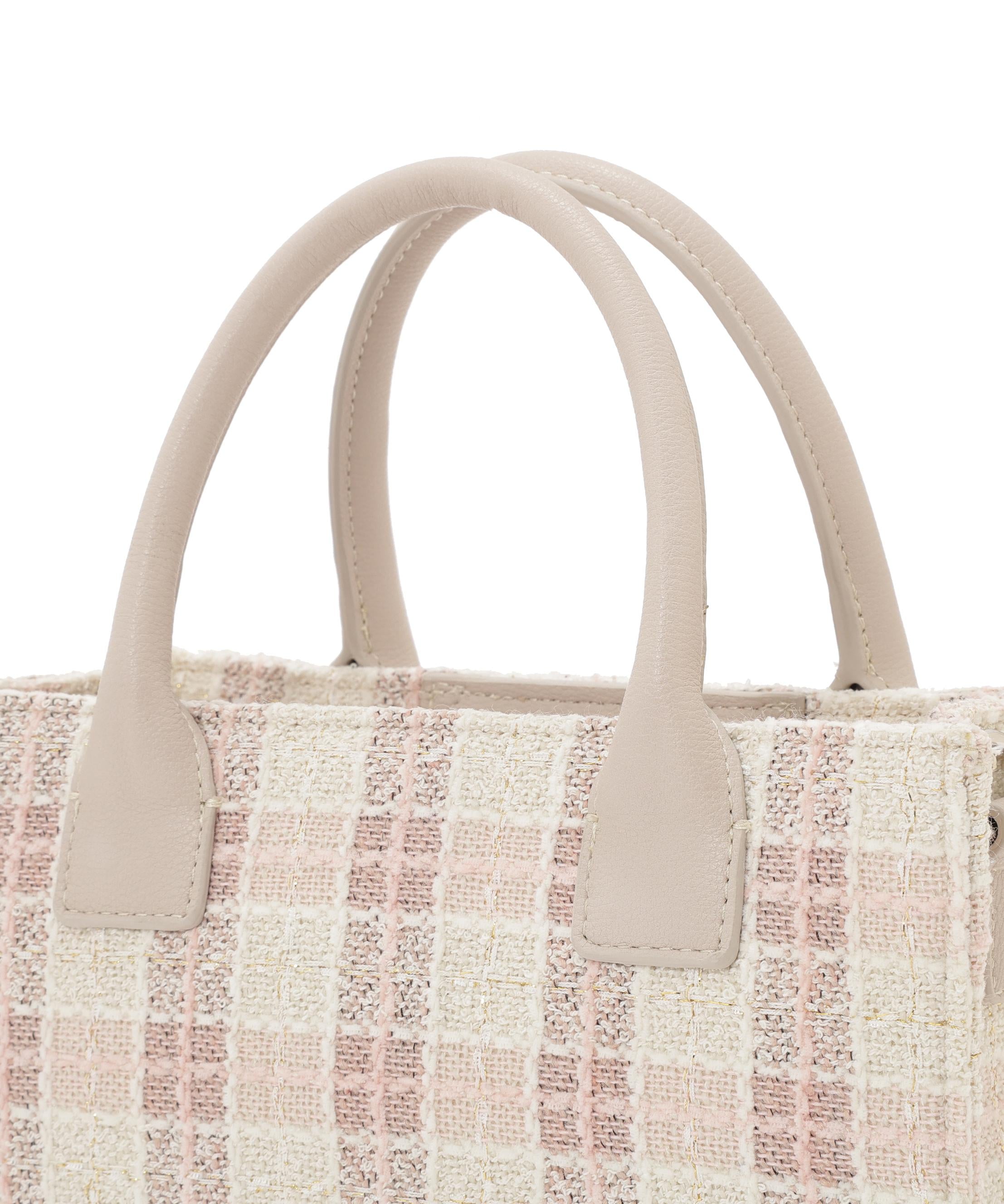 ツイードチェックトートバッグ ピンク