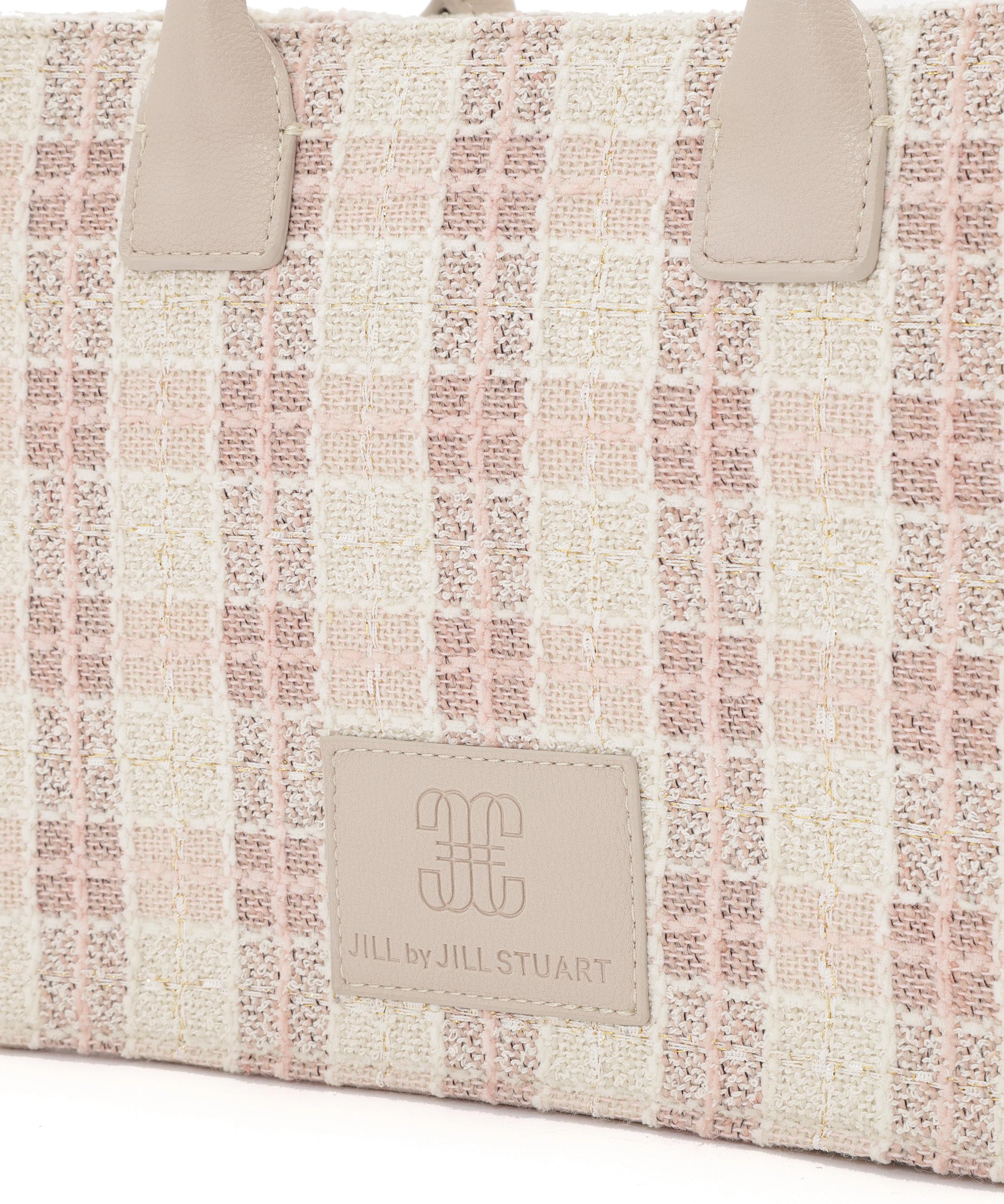 ツイードチェックトートバッグ ピンク