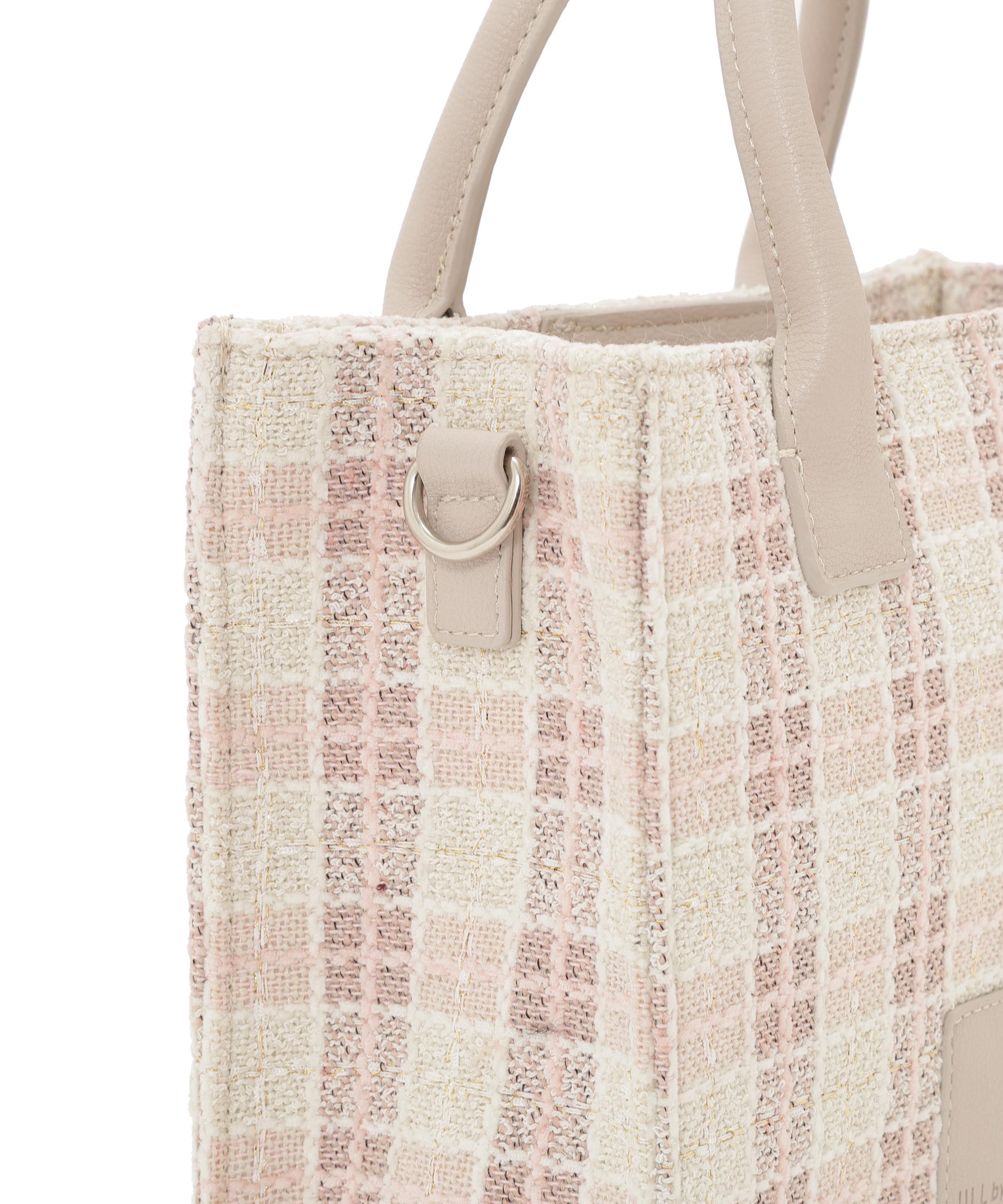 ツイードチェックトートバッグ ピンク