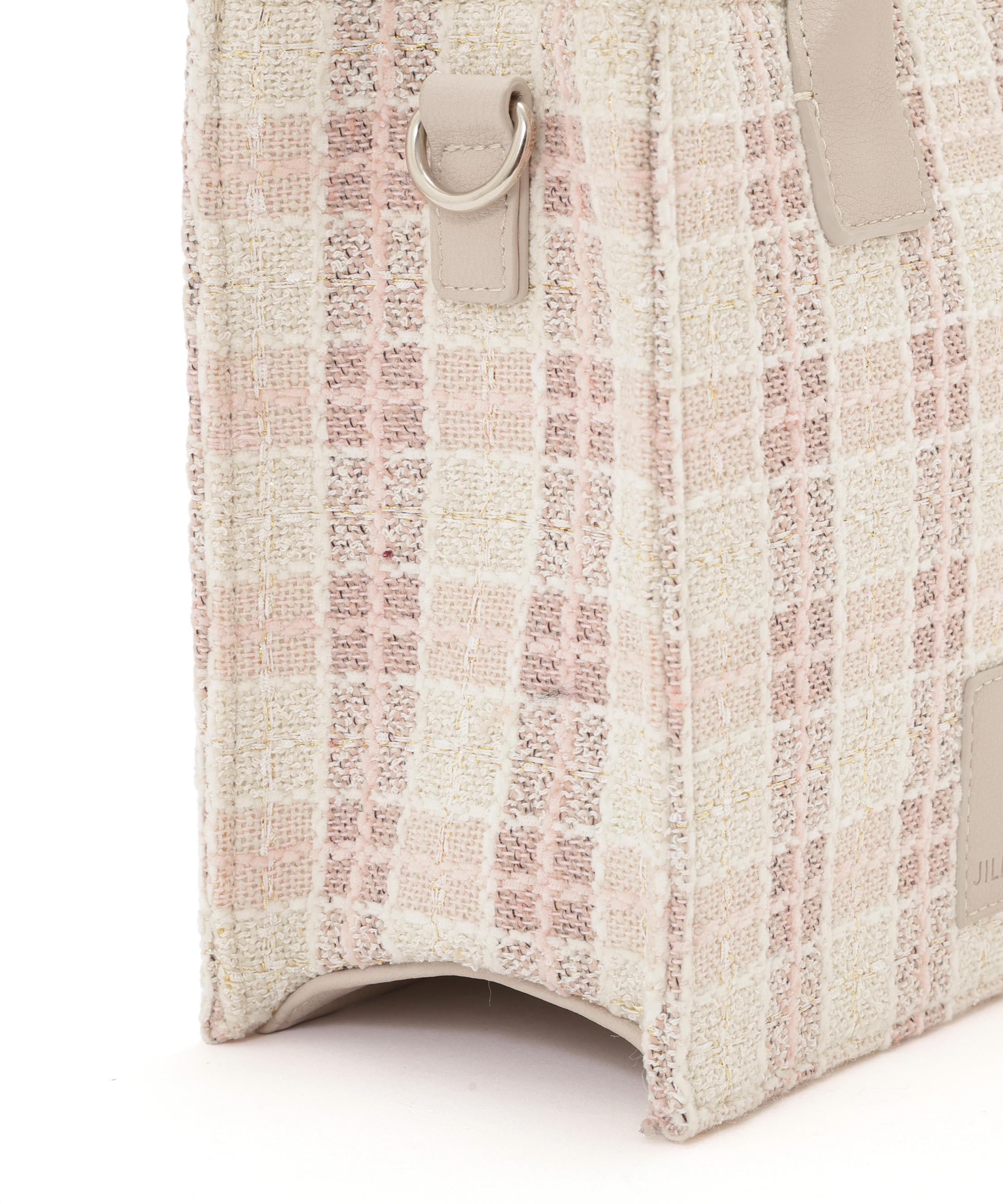 ツイードチェックトートバッグ ピンク