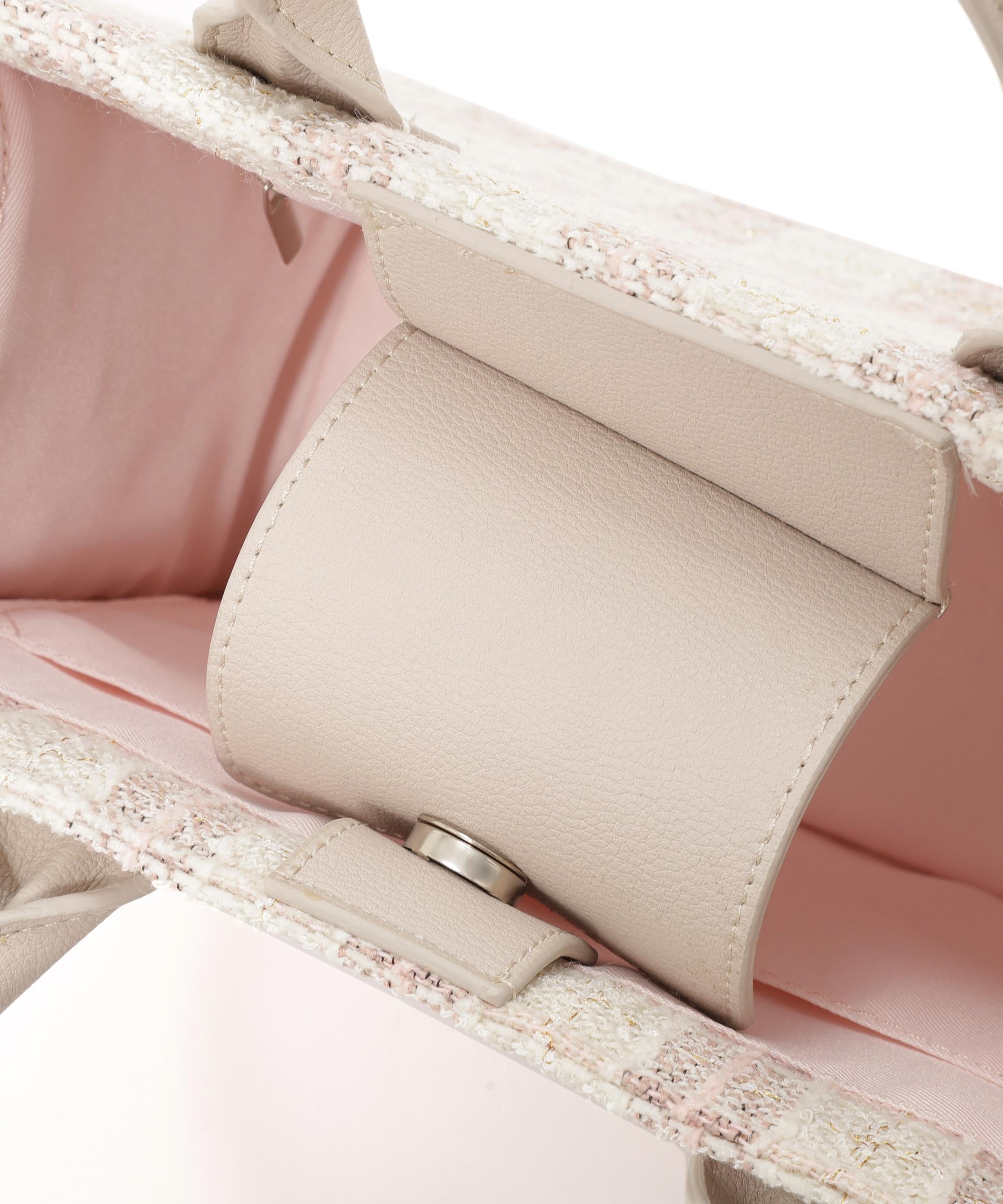 ツイードチェックトートバッグ ピンク