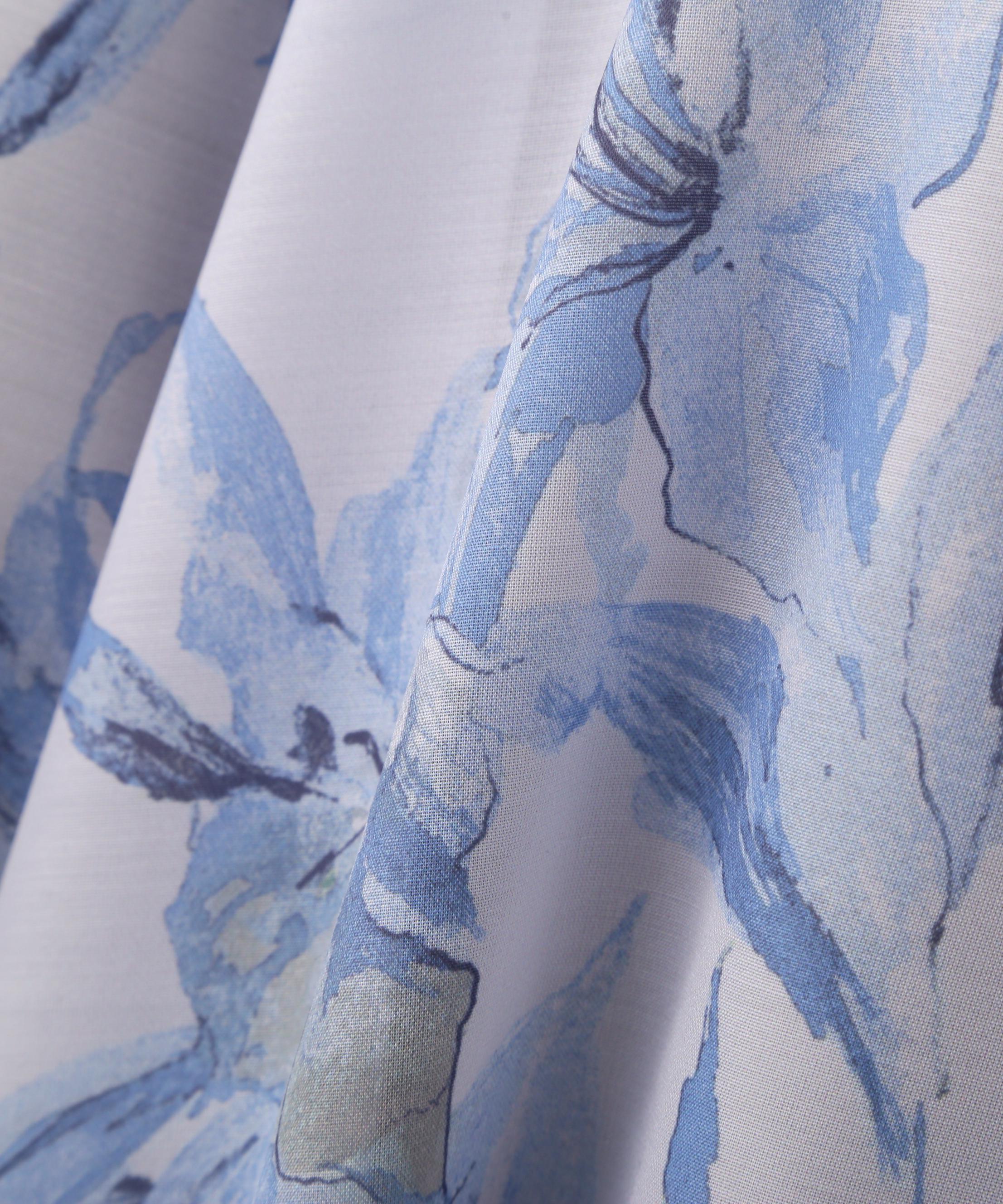 シアーアートフラワープリントスカート ブルー1