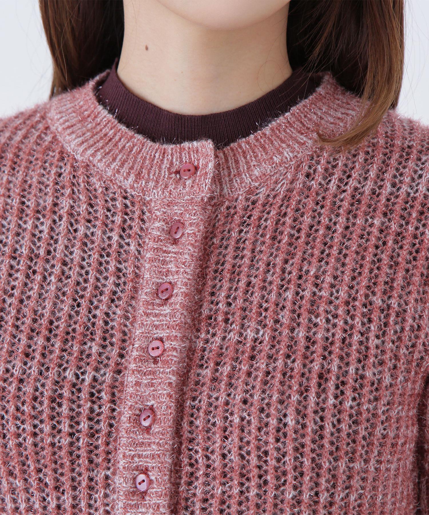 フィルムラメカーデセットニットワンピース ブラウン×ミックス2