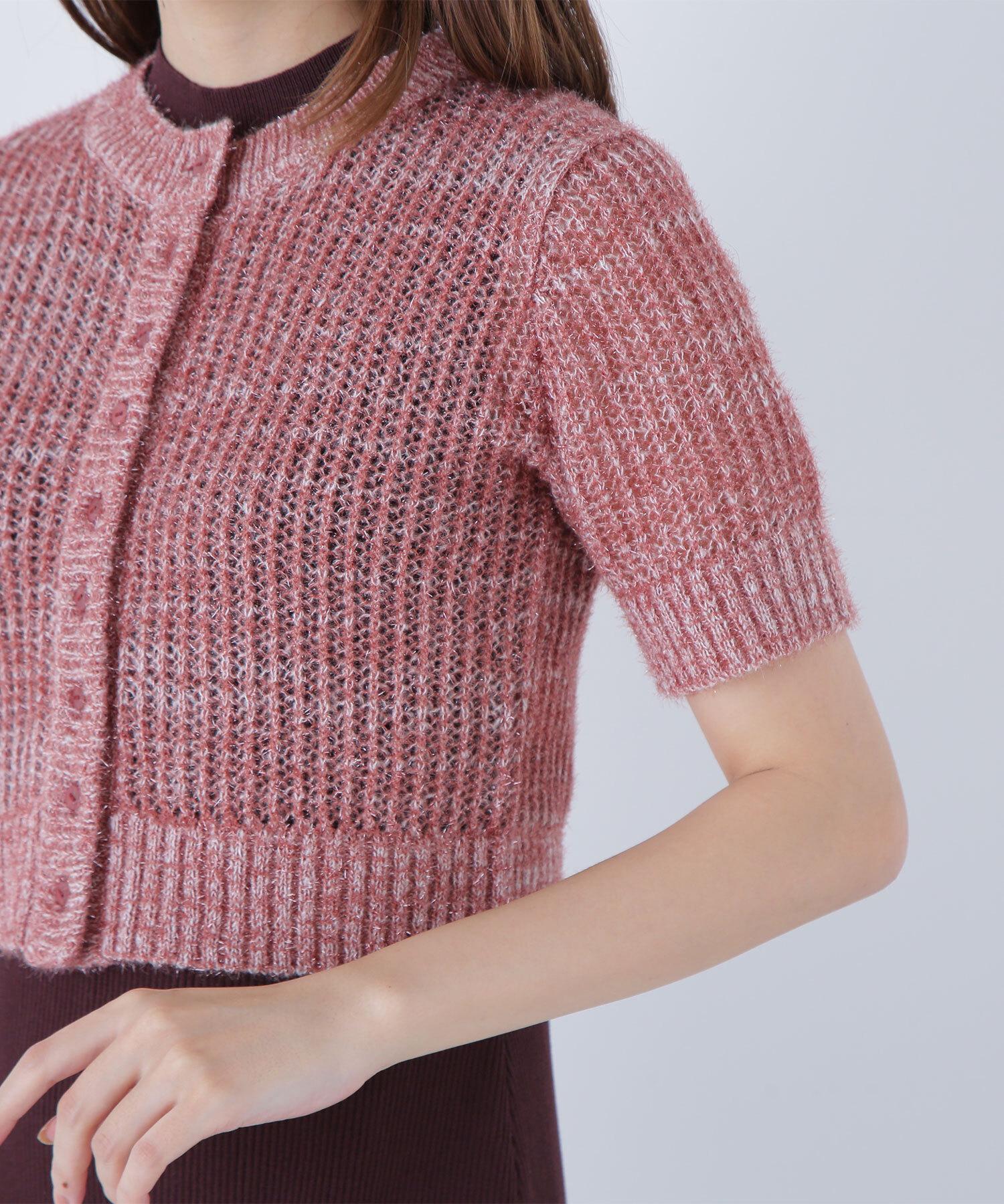 フィルムラメカーデセットニットワンピース ブラウン×ミックス2