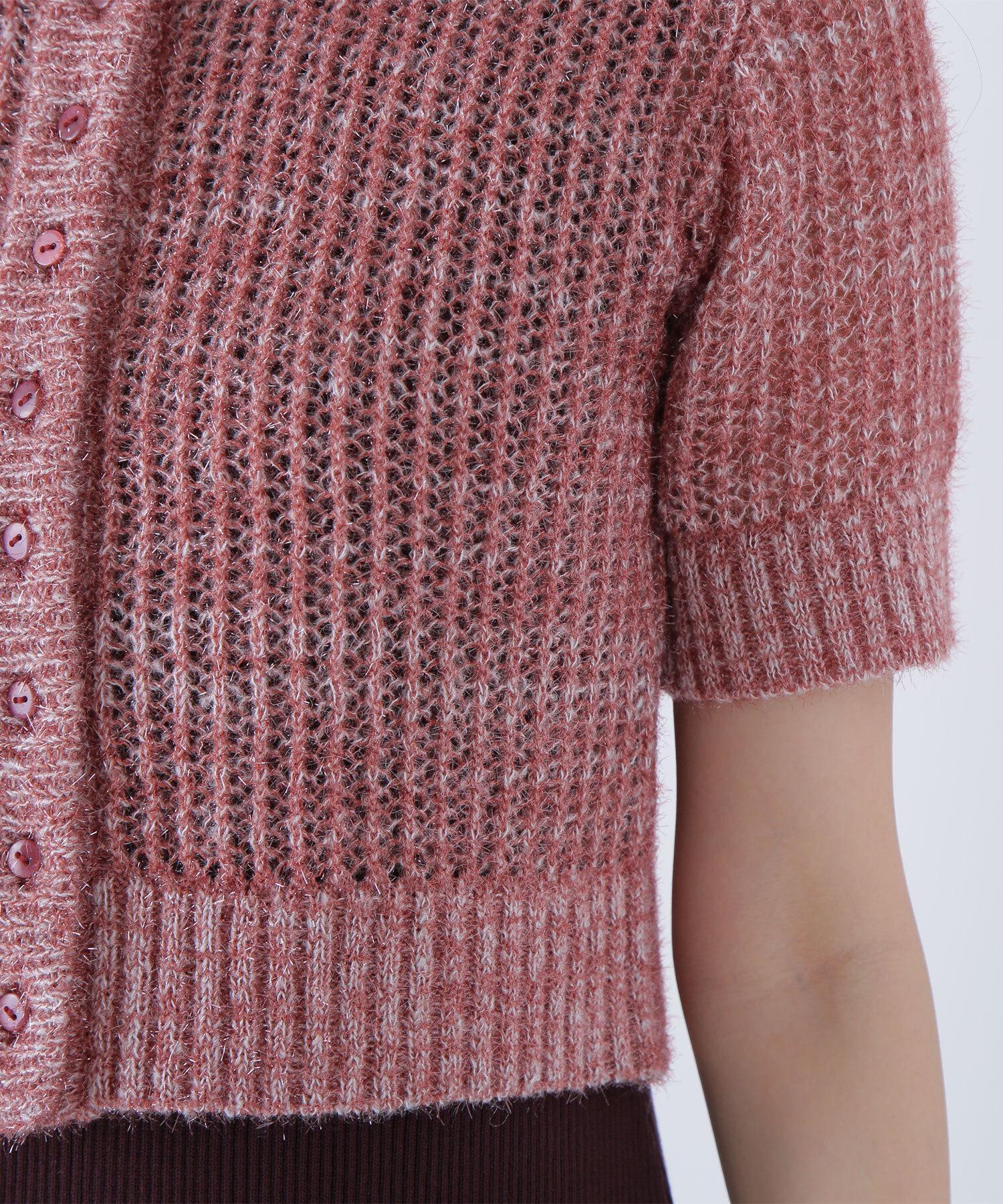 フィルムラメカーデセットニットワンピース ブラウン×ミックス2