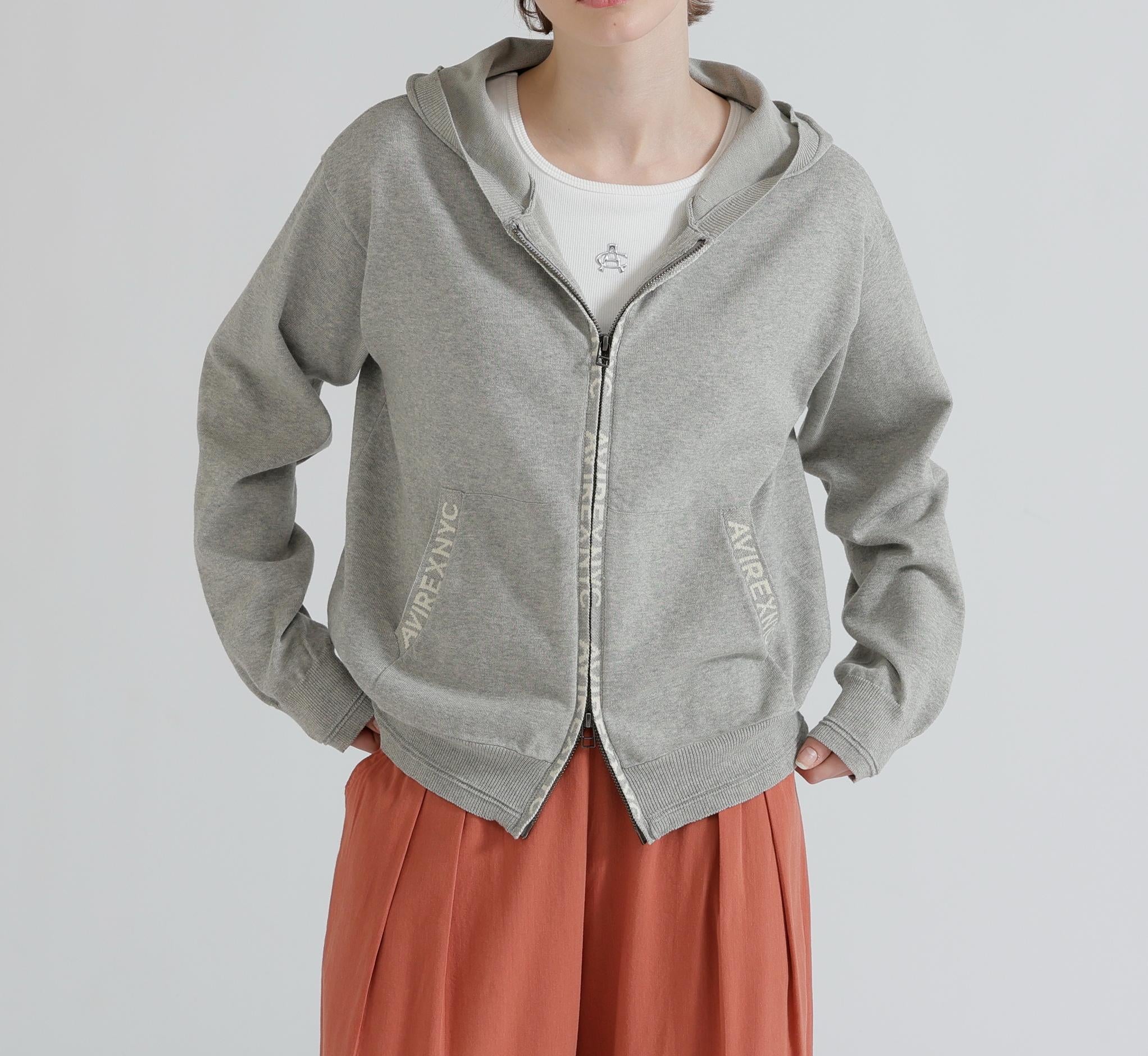 《WOMAN》SWEAT LOOK KNIT HOODIE グレー