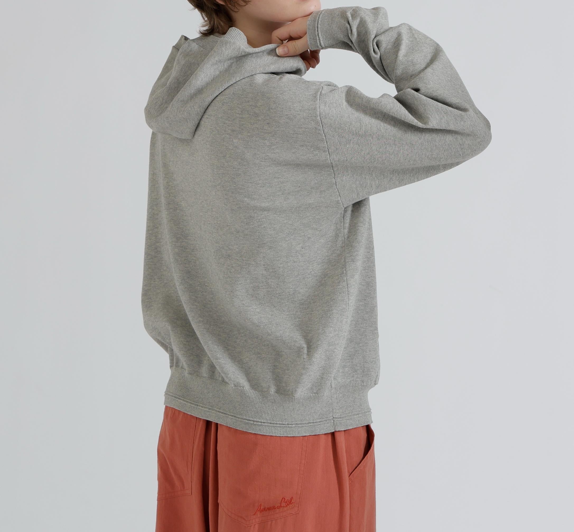 《WOMAN》SWEAT LOOK KNIT HOODIE グレー