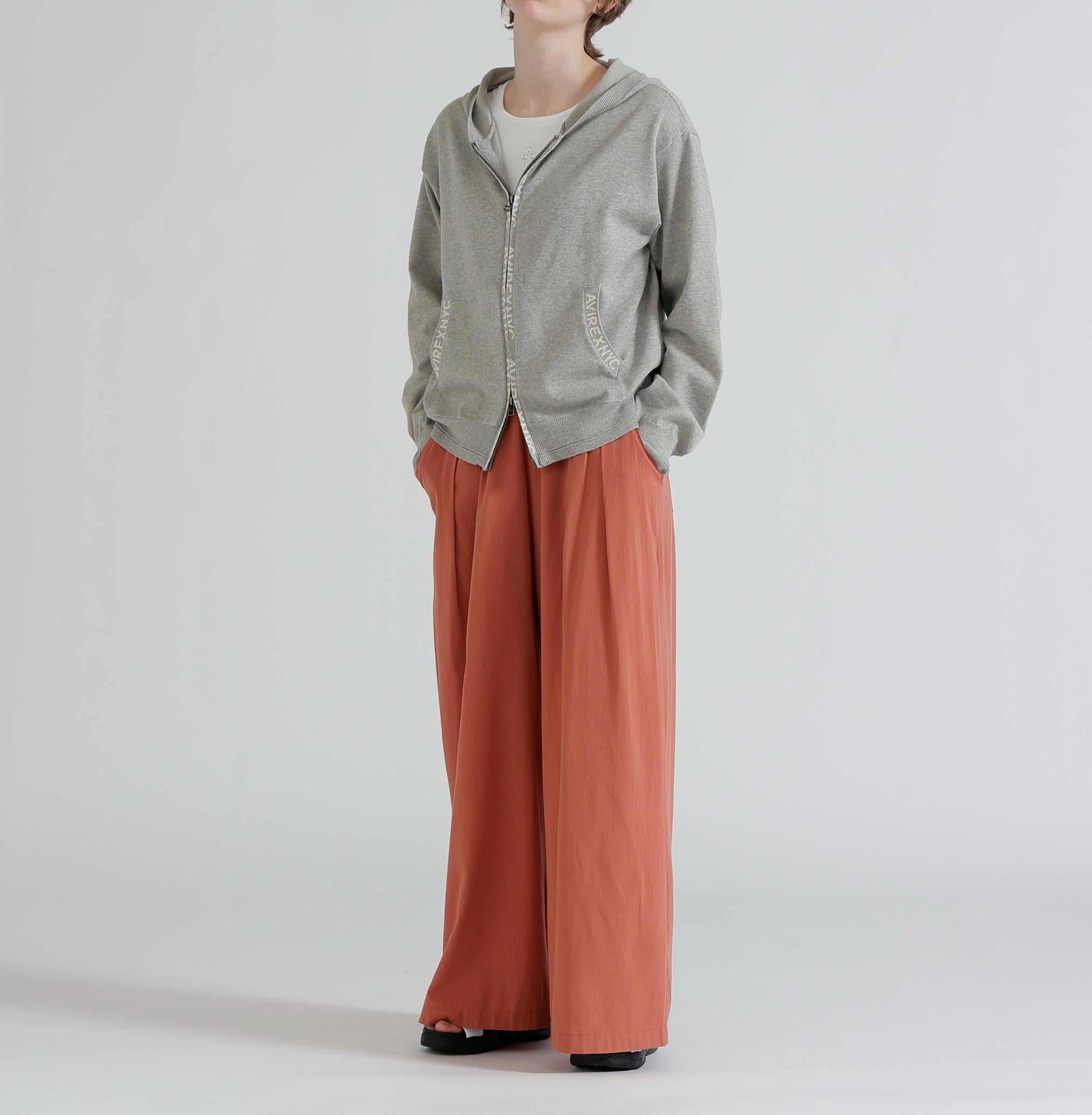 《WOMAN》SWEAT LOOK KNIT HOODIE グレー