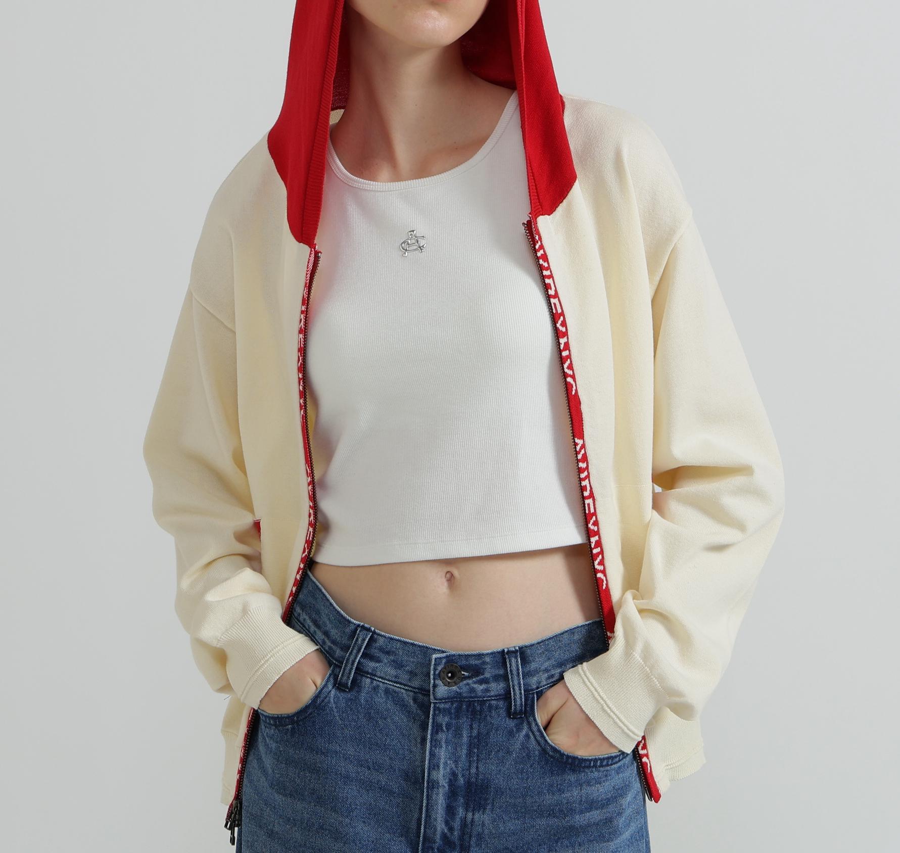 《WOMAN》SWEAT LOOK KNIT HOODIE オフホワイト3