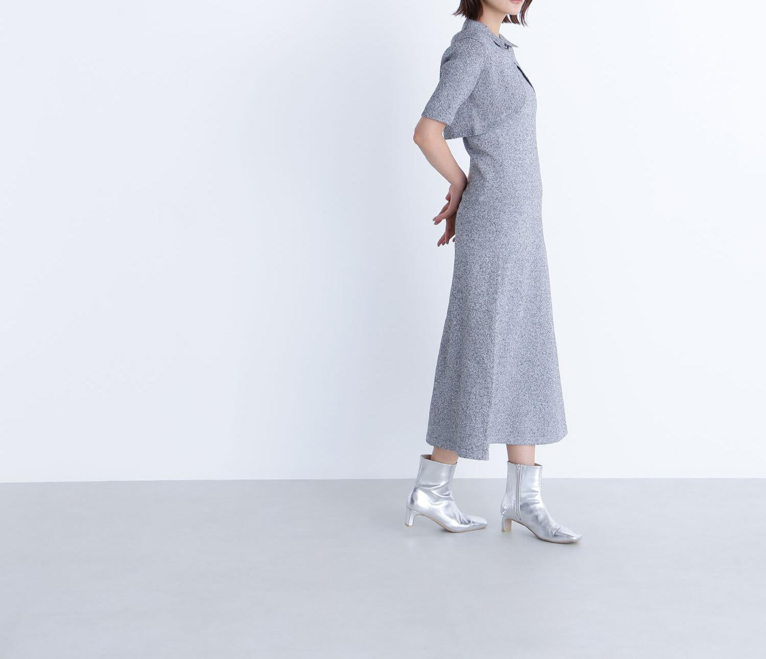 ショートボレロセットニットワンピース ブラックミックス2