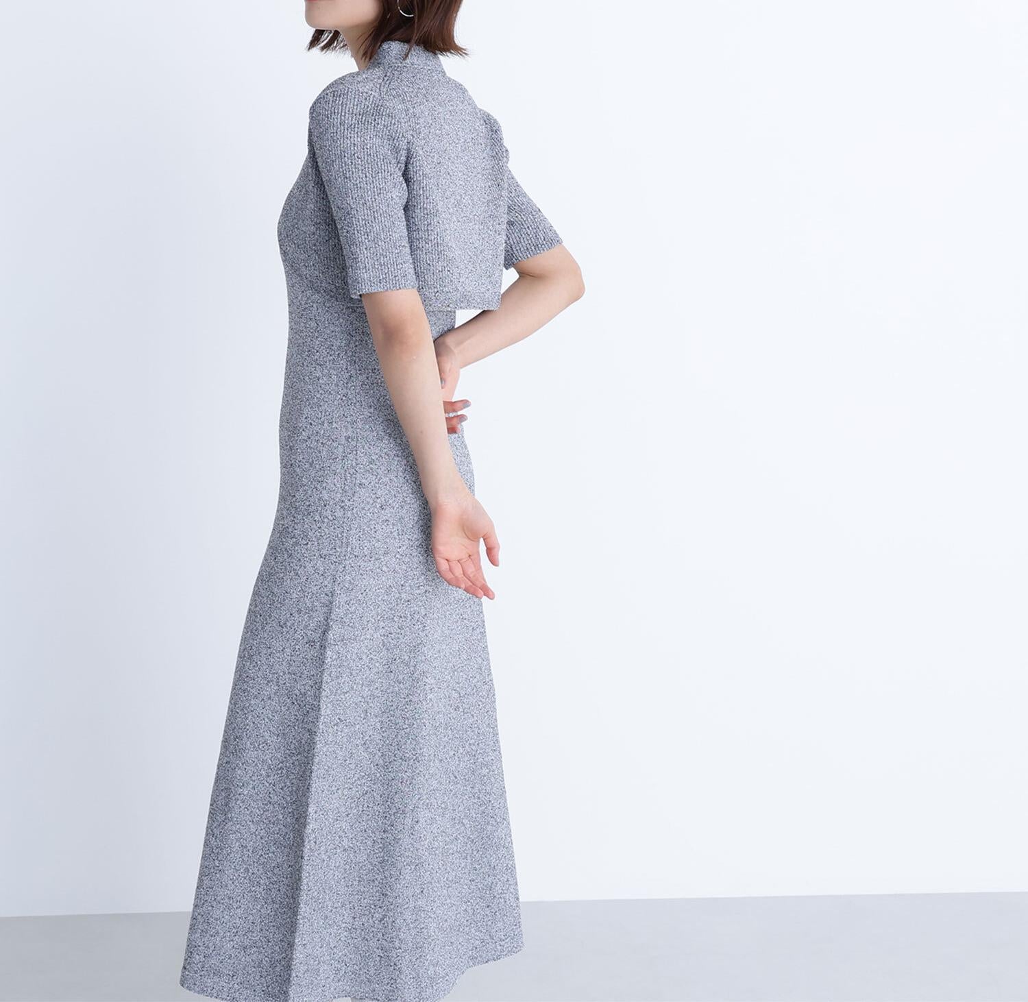 ショートボレロセットニットワンピース ブラックミックス2