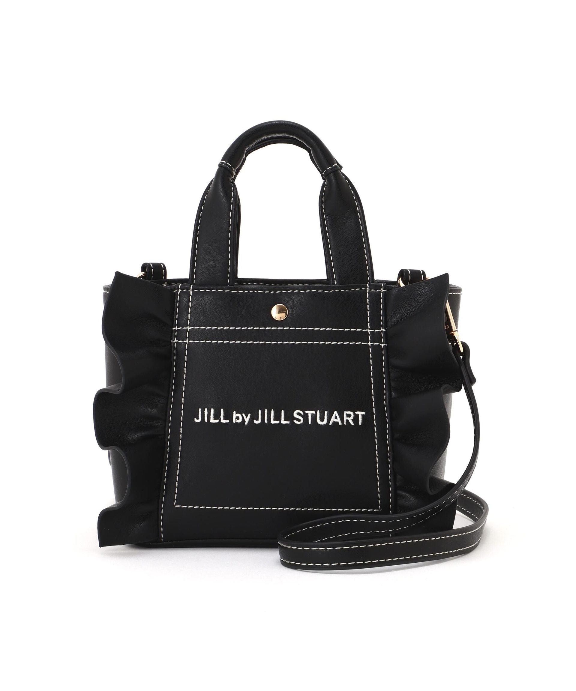 <フリルトートミニ>フェイクレザー ブラック