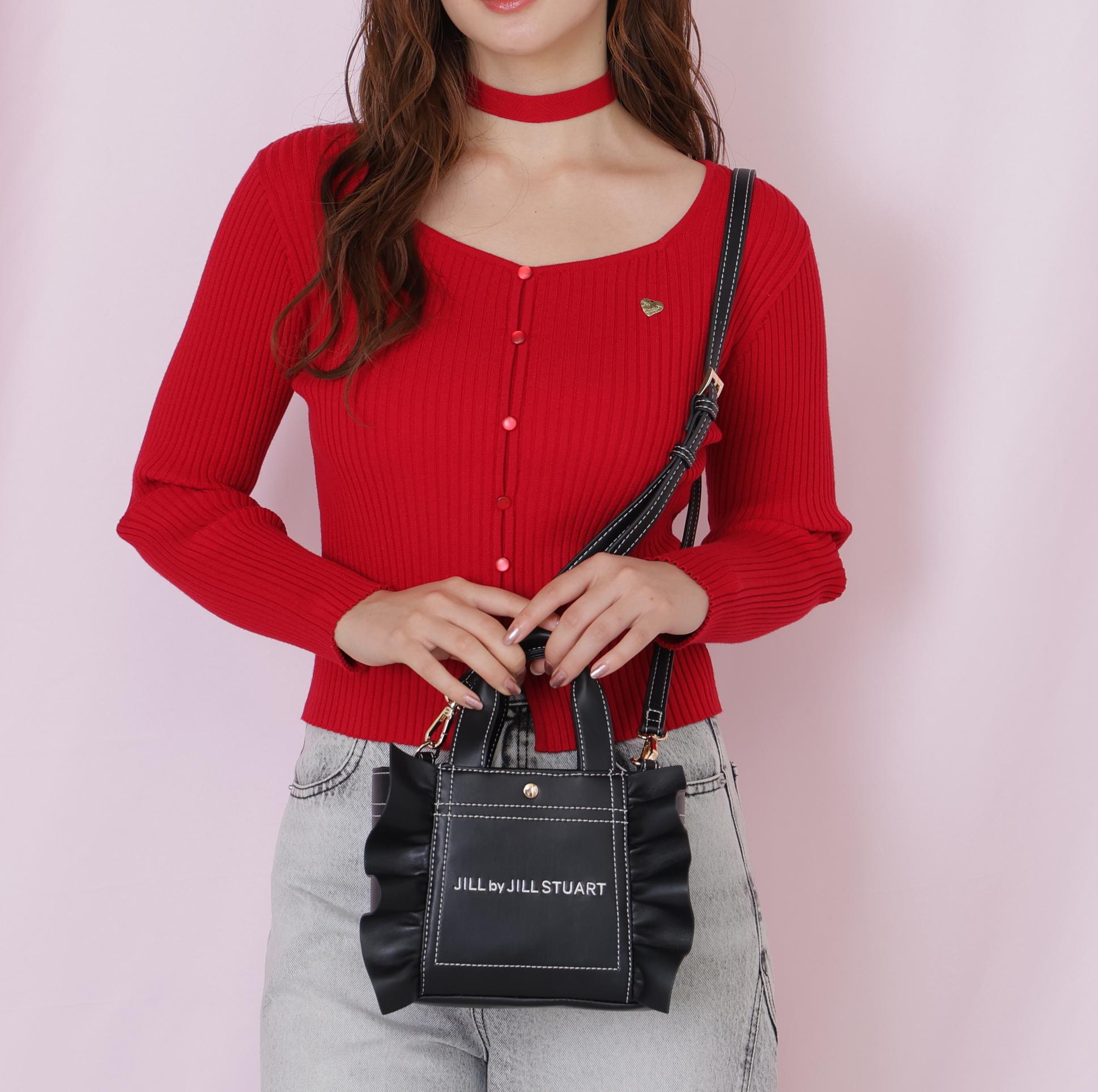 <フリルトートミニ>フェイクレザー ブラック