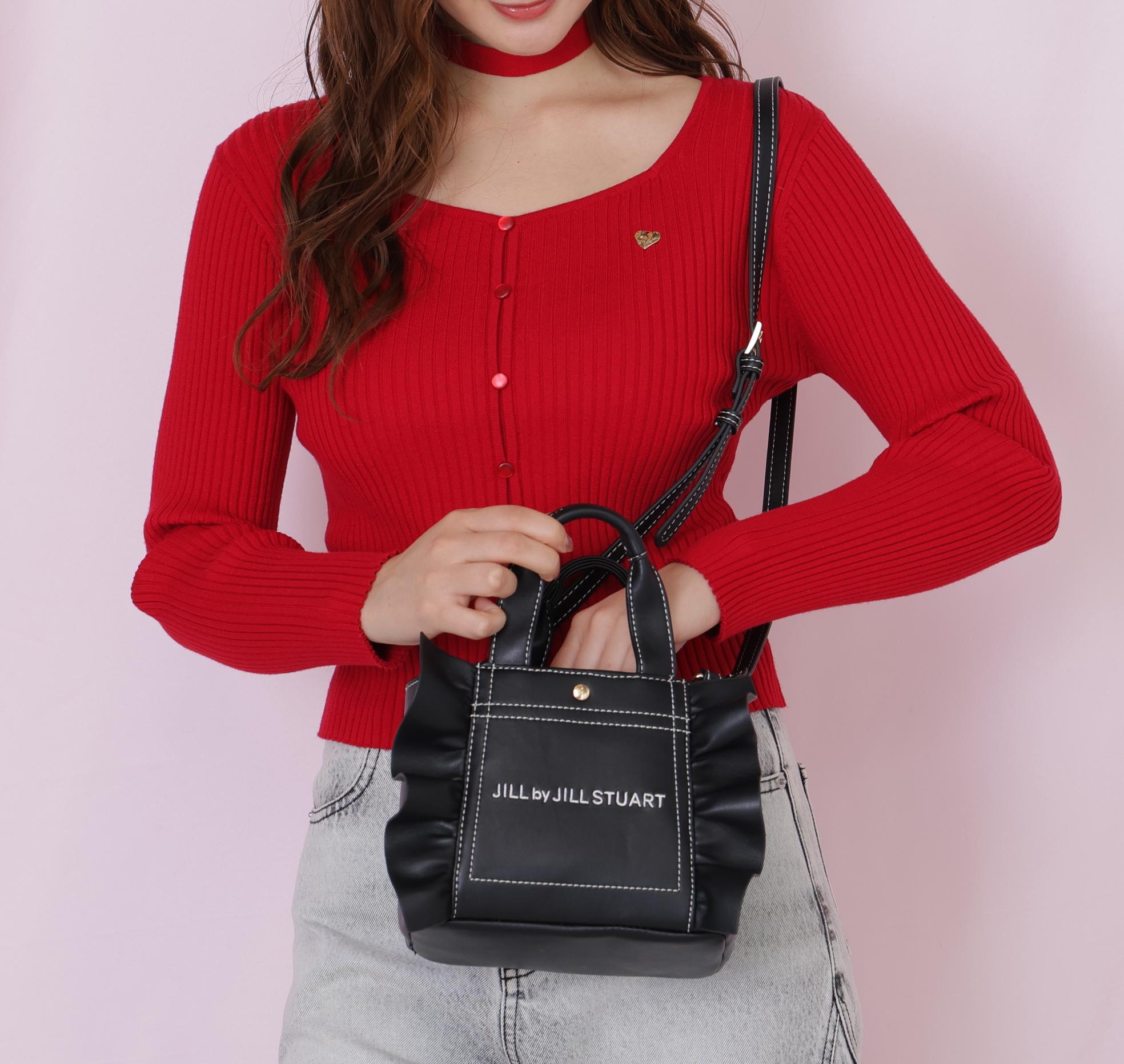 <フリルトートミニ>フェイクレザー ブラック