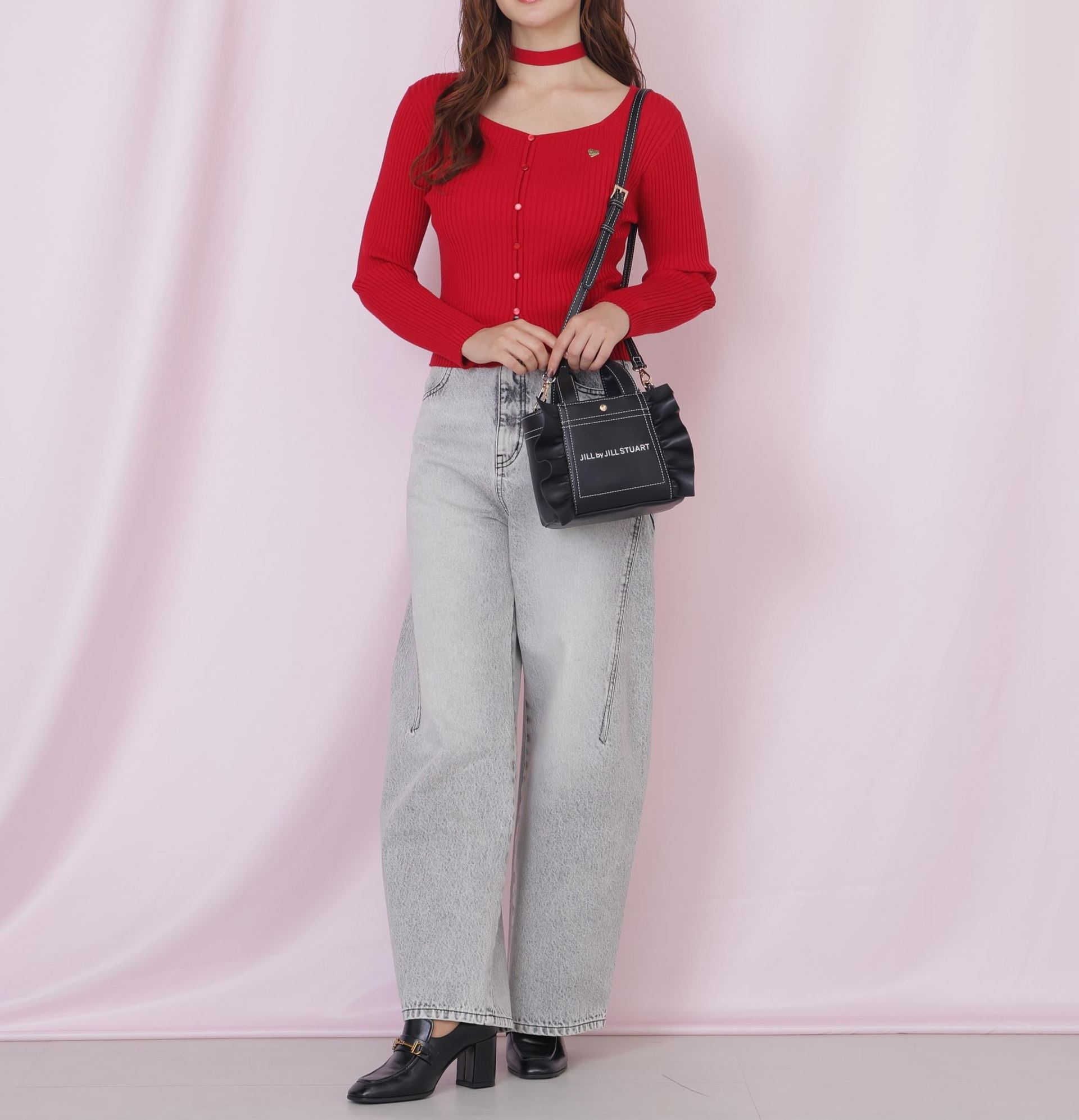 <フリルトートミニ>フェイクレザー ブラック