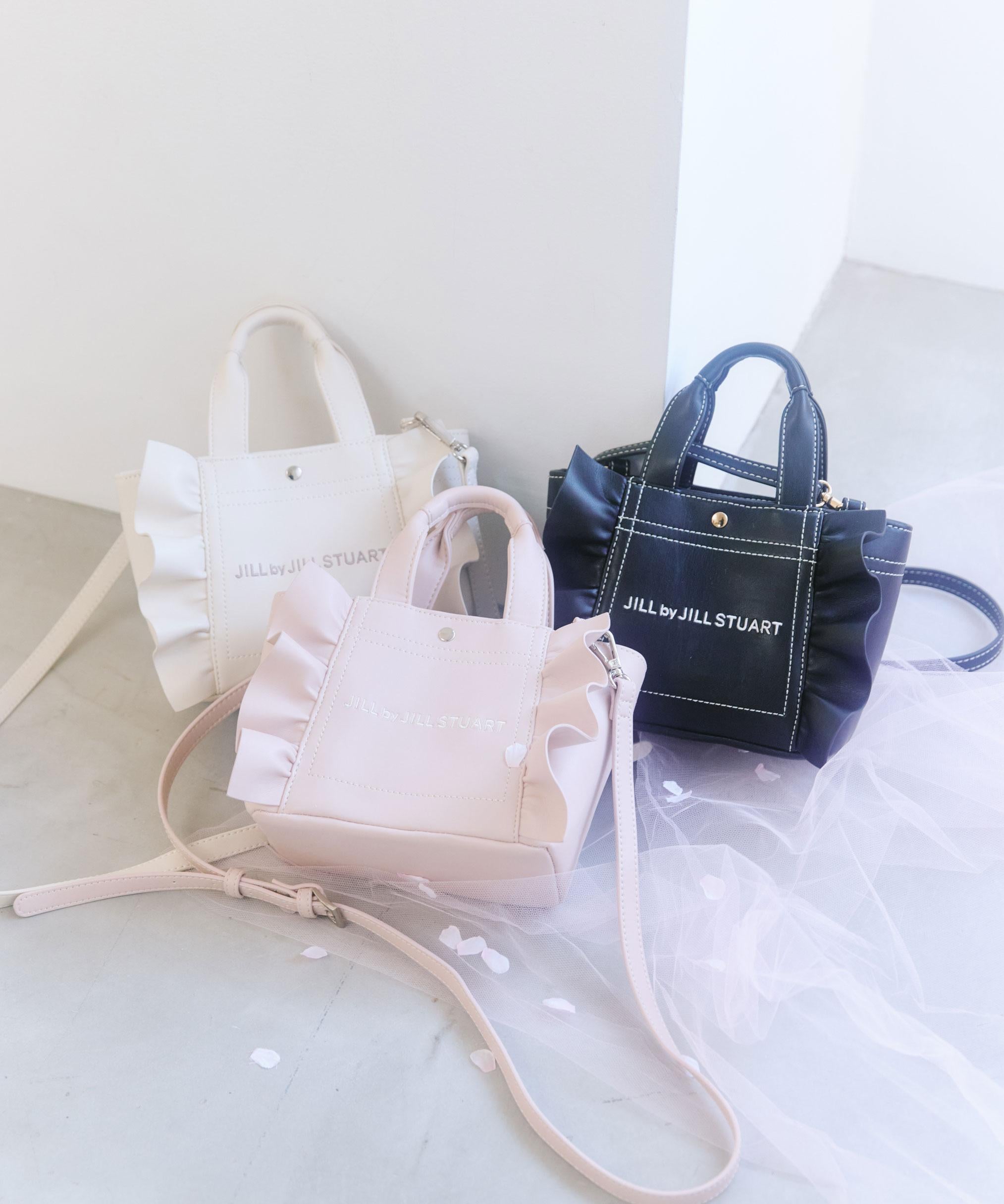 <フリルトートミニ>フェイクレザー ブラック