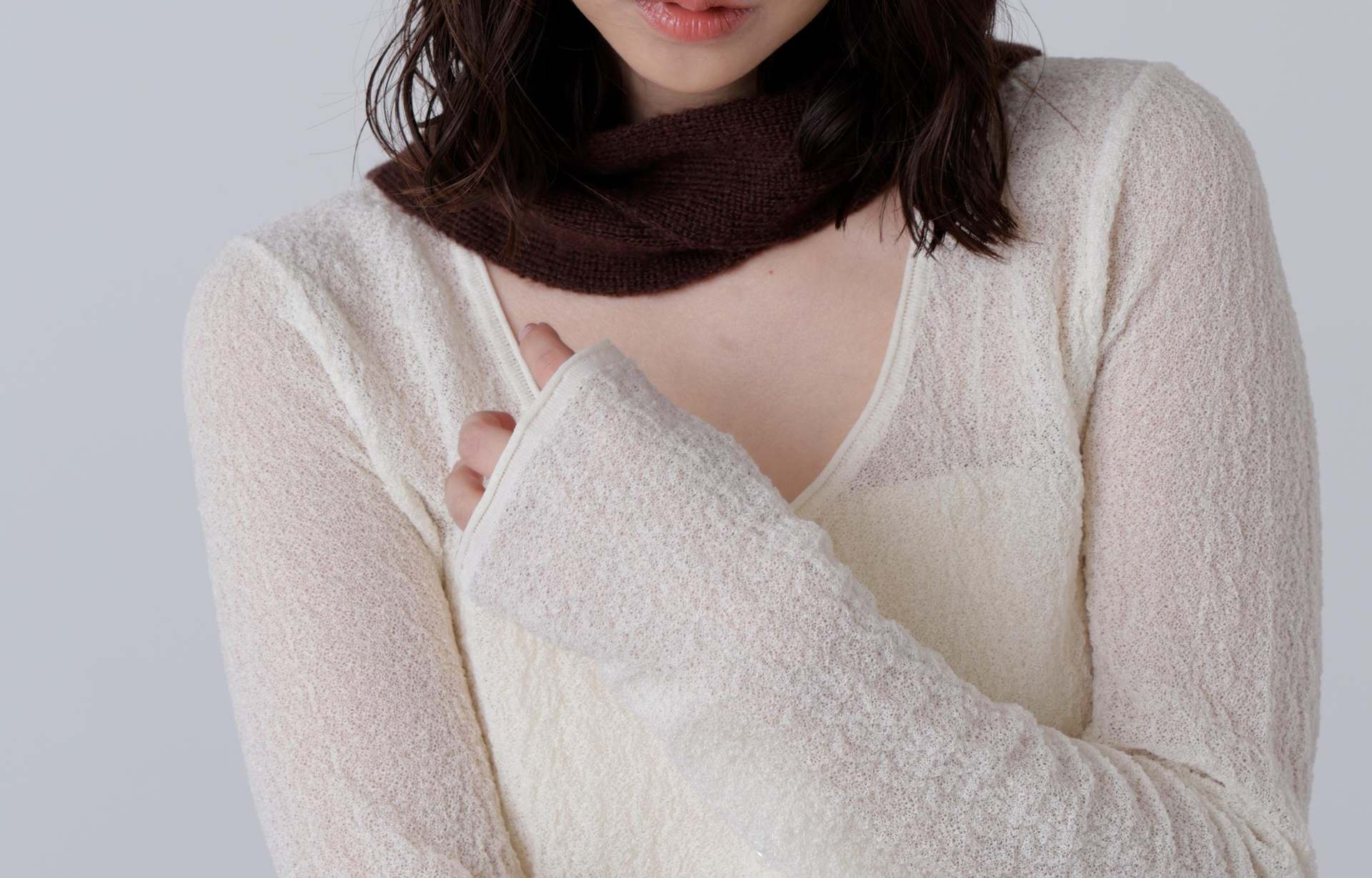 Lace-knit hood muffler