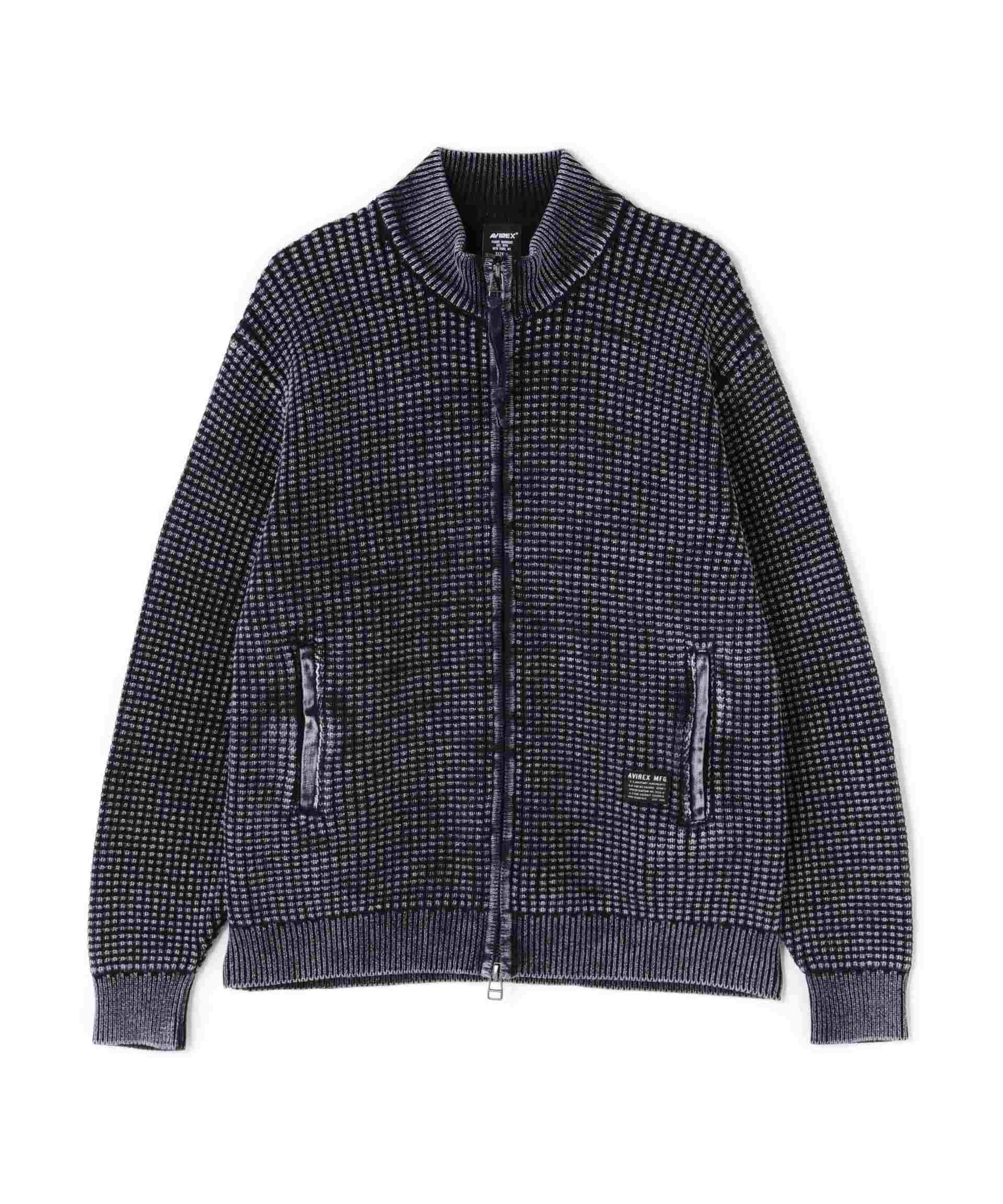 《直営店限定》FADE WASH COMMAND ZIP UP KNIT / フェイドウォッシュ コマンド ジップアップ ニット ネイビー