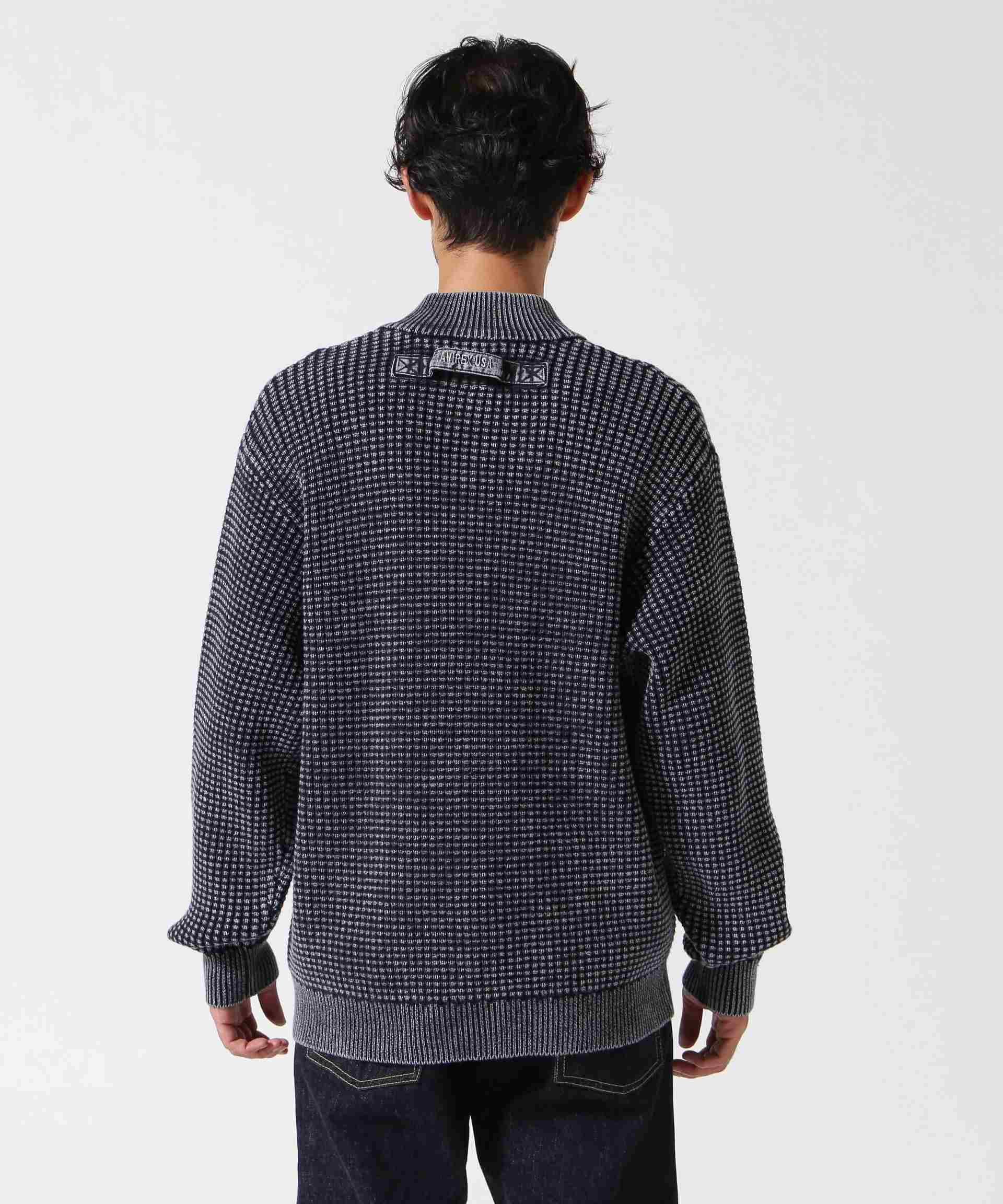 《直営店限定》FADE WASH COMMAND ZIP UP KNIT / フェイドウォッシュ コマンド ジップアップ ニット ネイビー