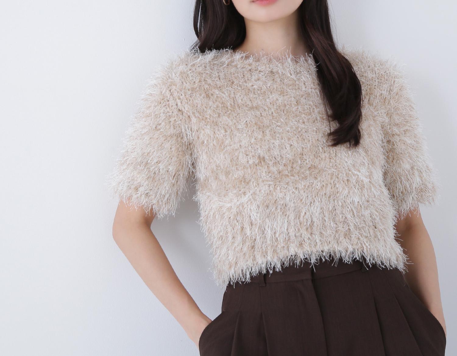 ミックスシャギーニット ベージュミックス2