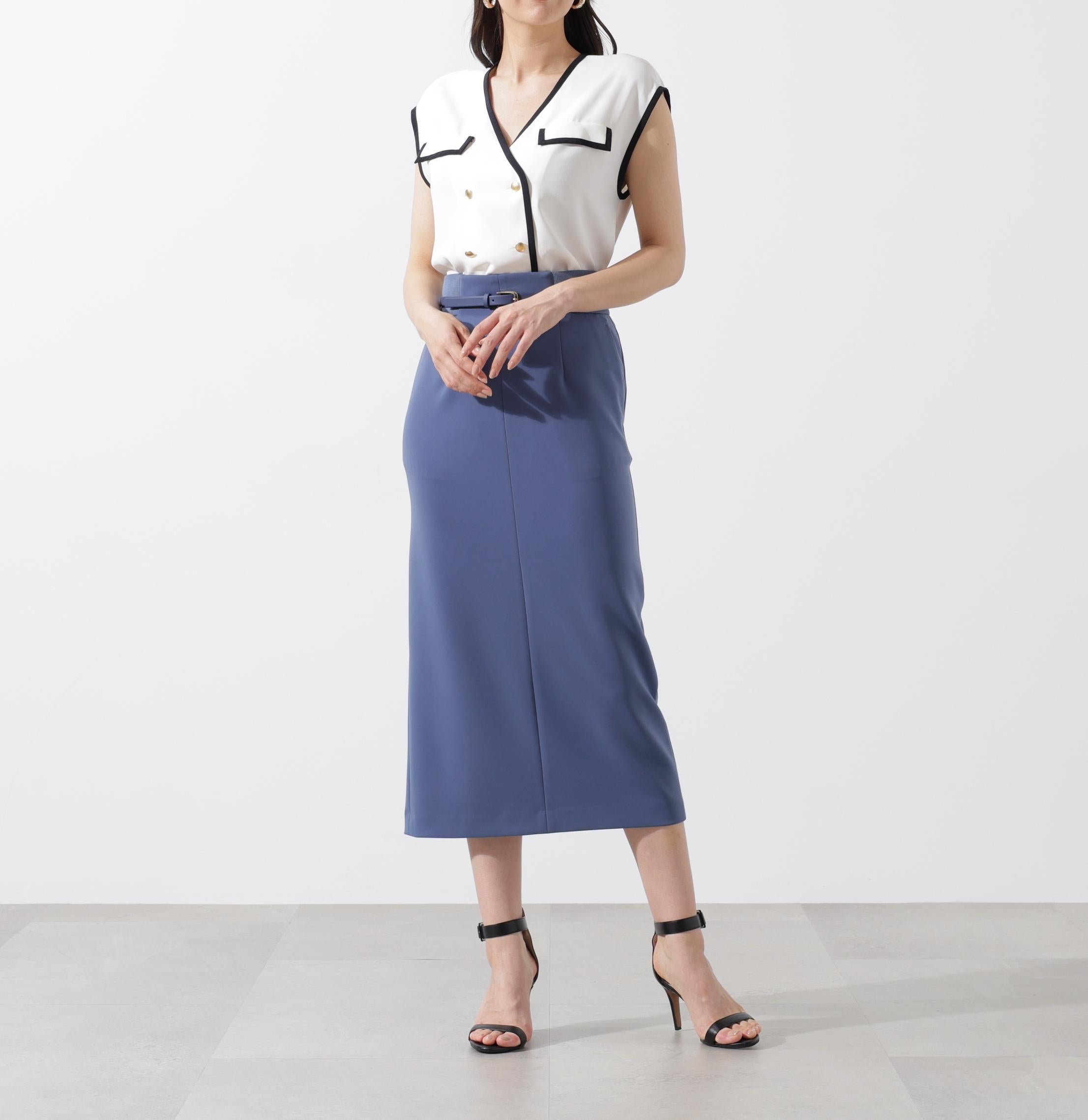 パイピングダブルブラウス ホワイト