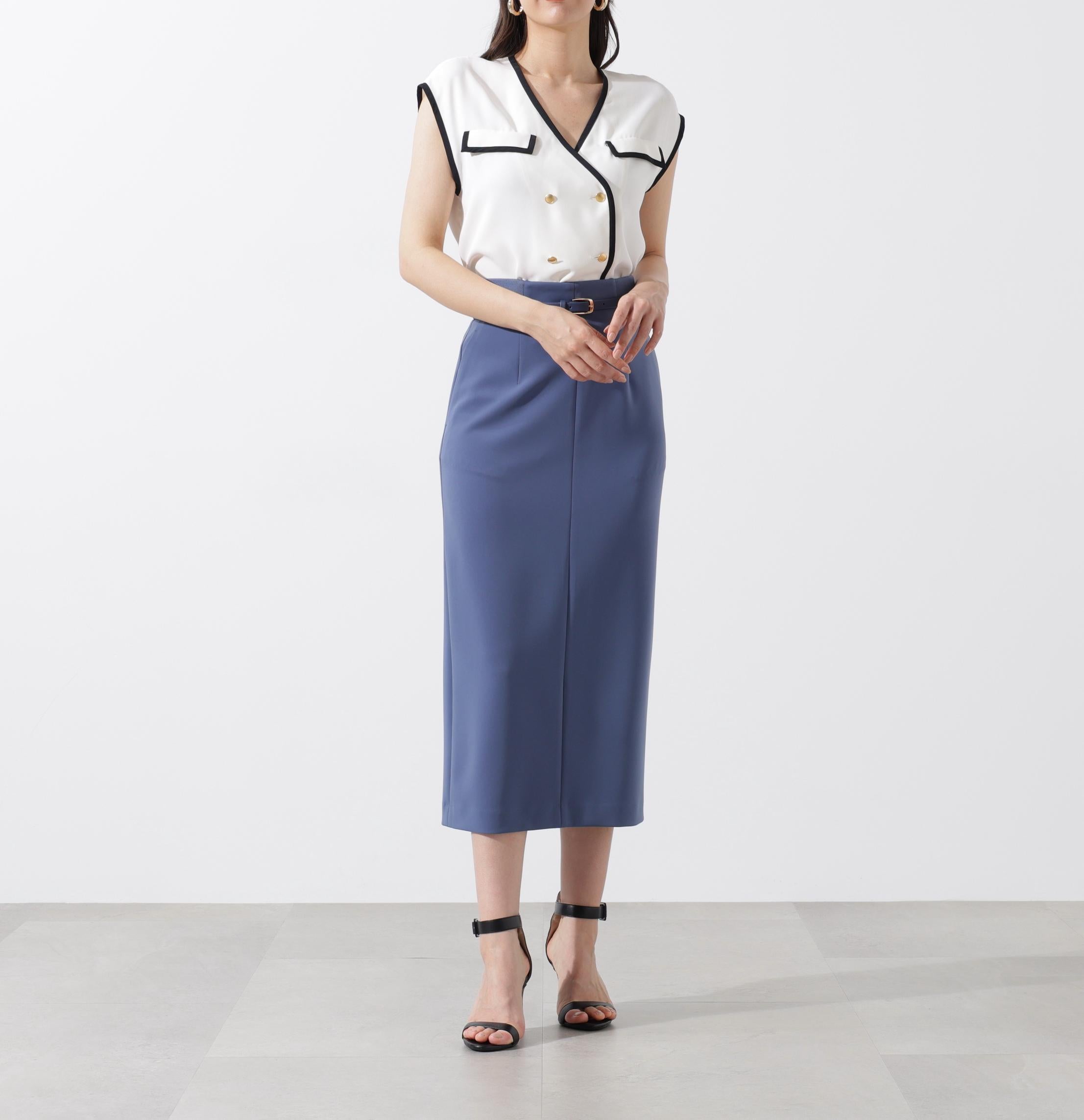 パイピングダブルブラウス ホワイト