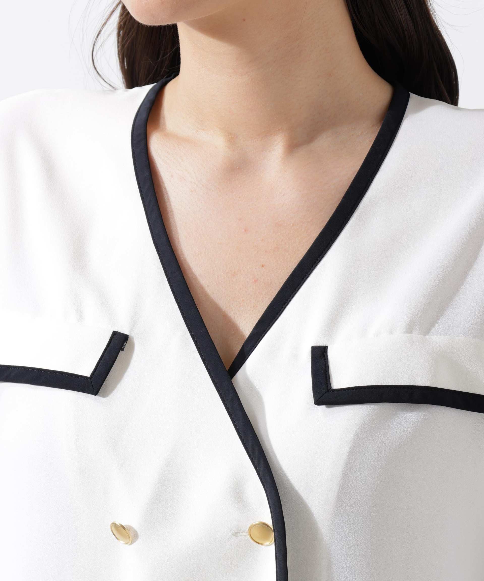 パイピングダブルブラウス ホワイト