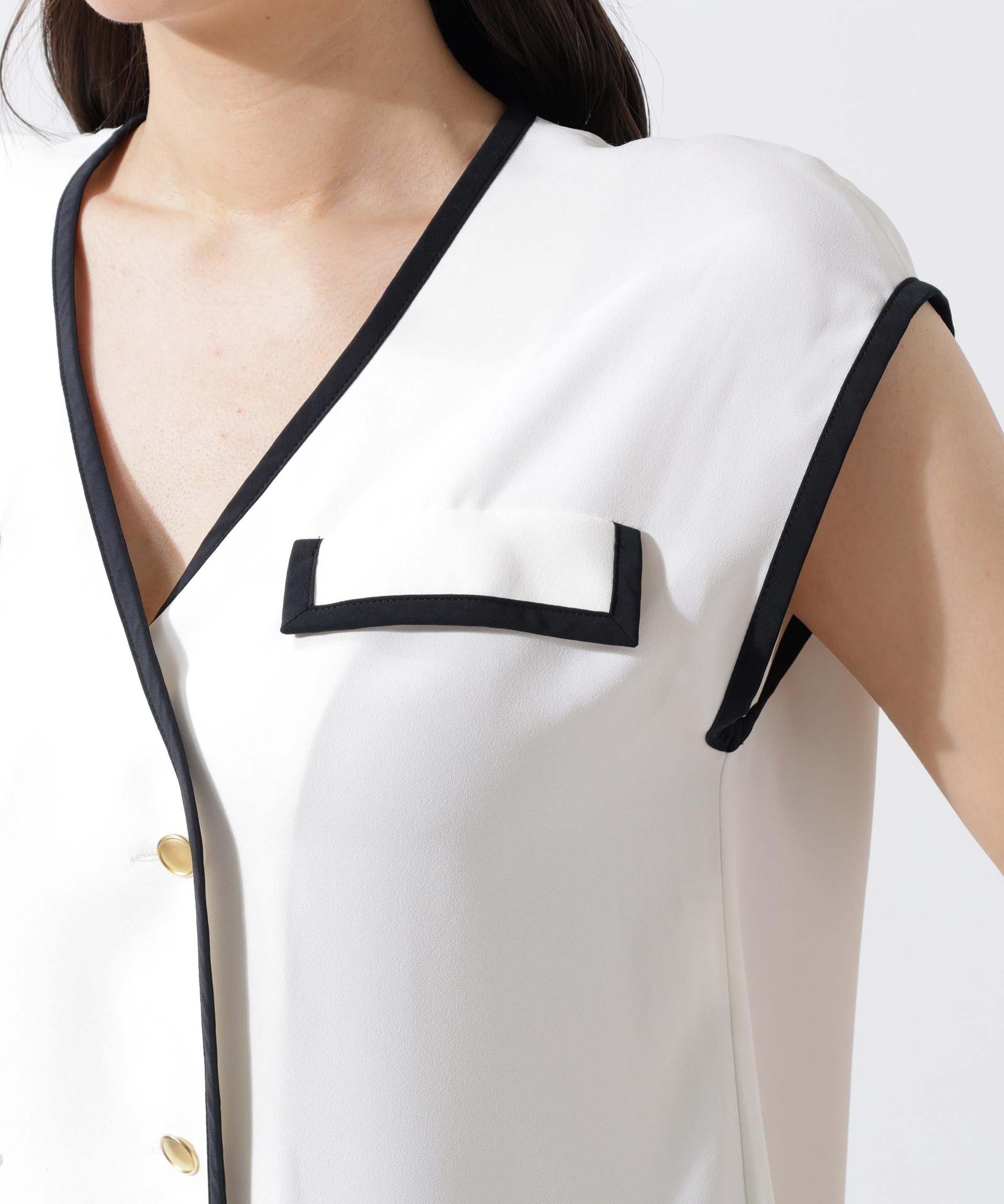 パイピングダブルブラウス ホワイト