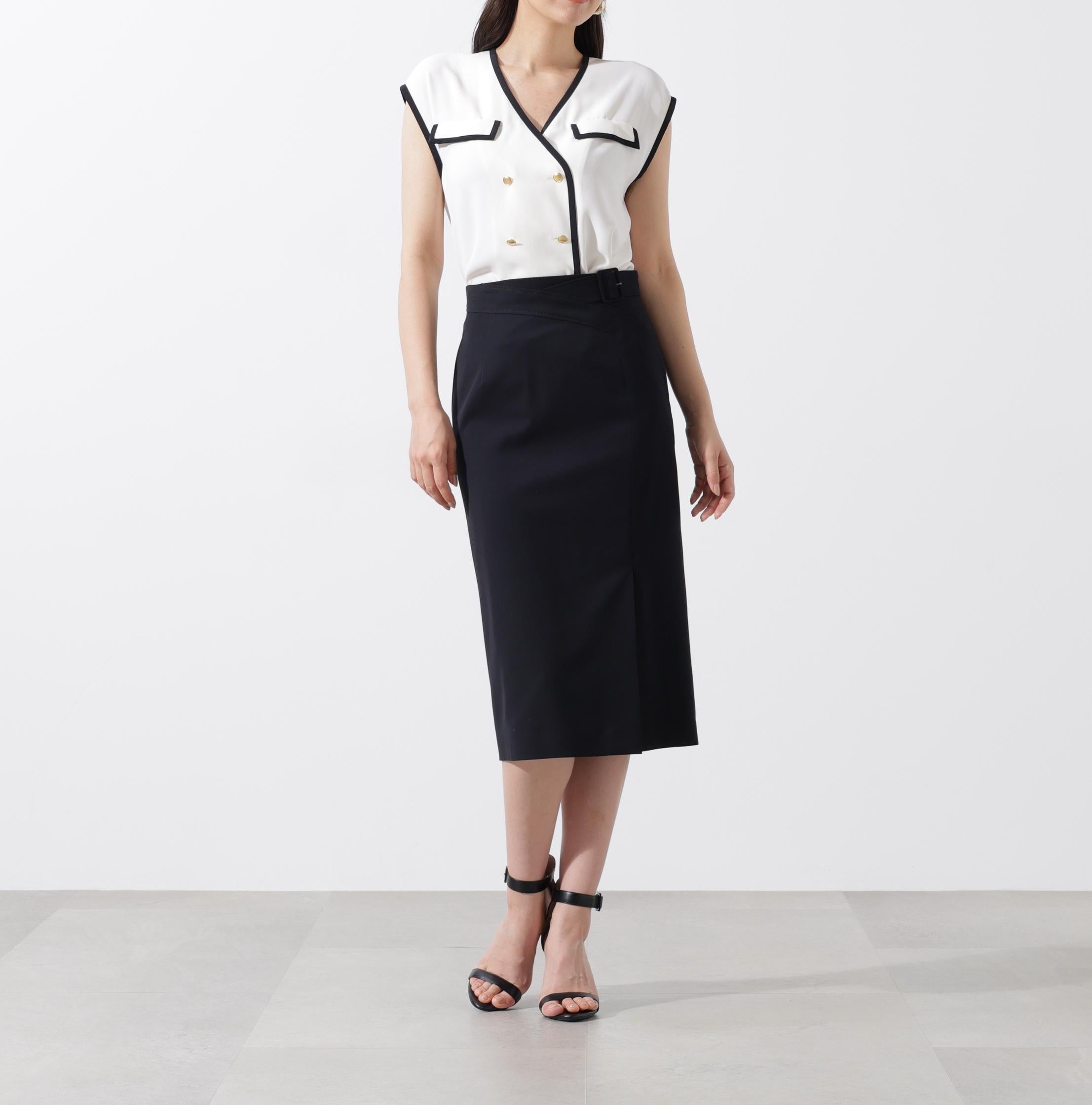 パイピングダブルブラウス ホワイト