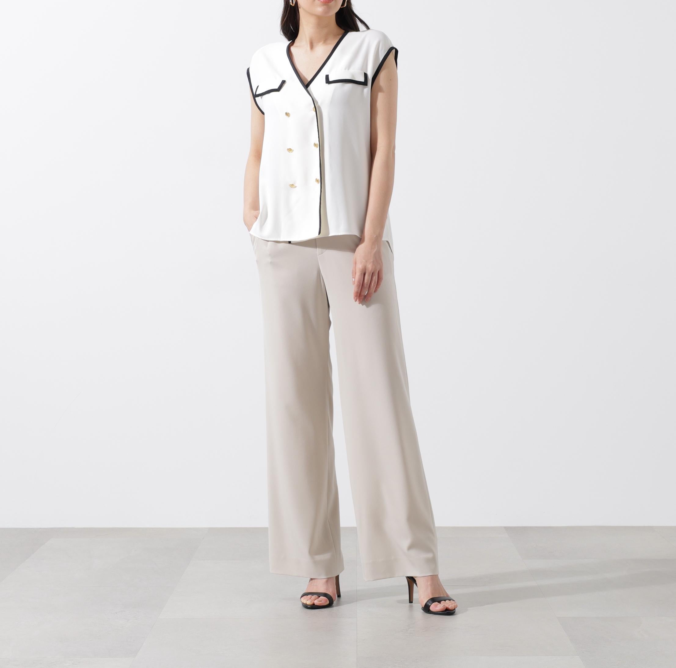 パイピングダブルブラウス ホワイト