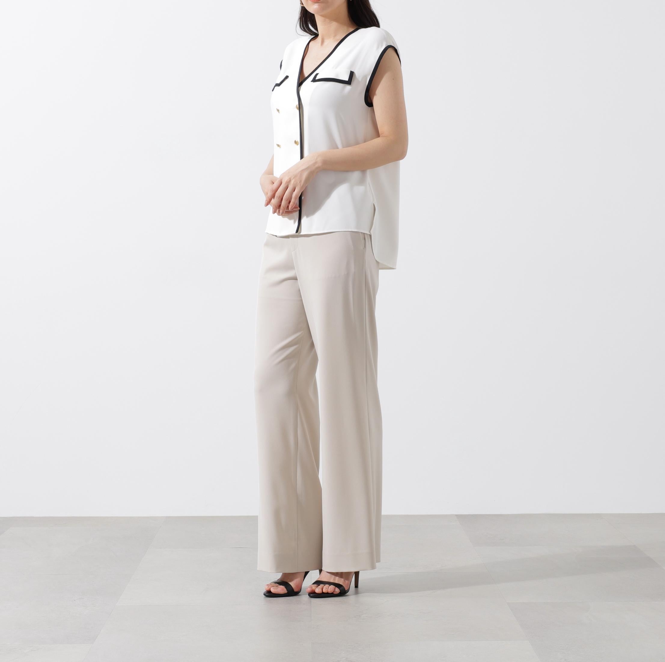 パイピングダブルブラウス ホワイト