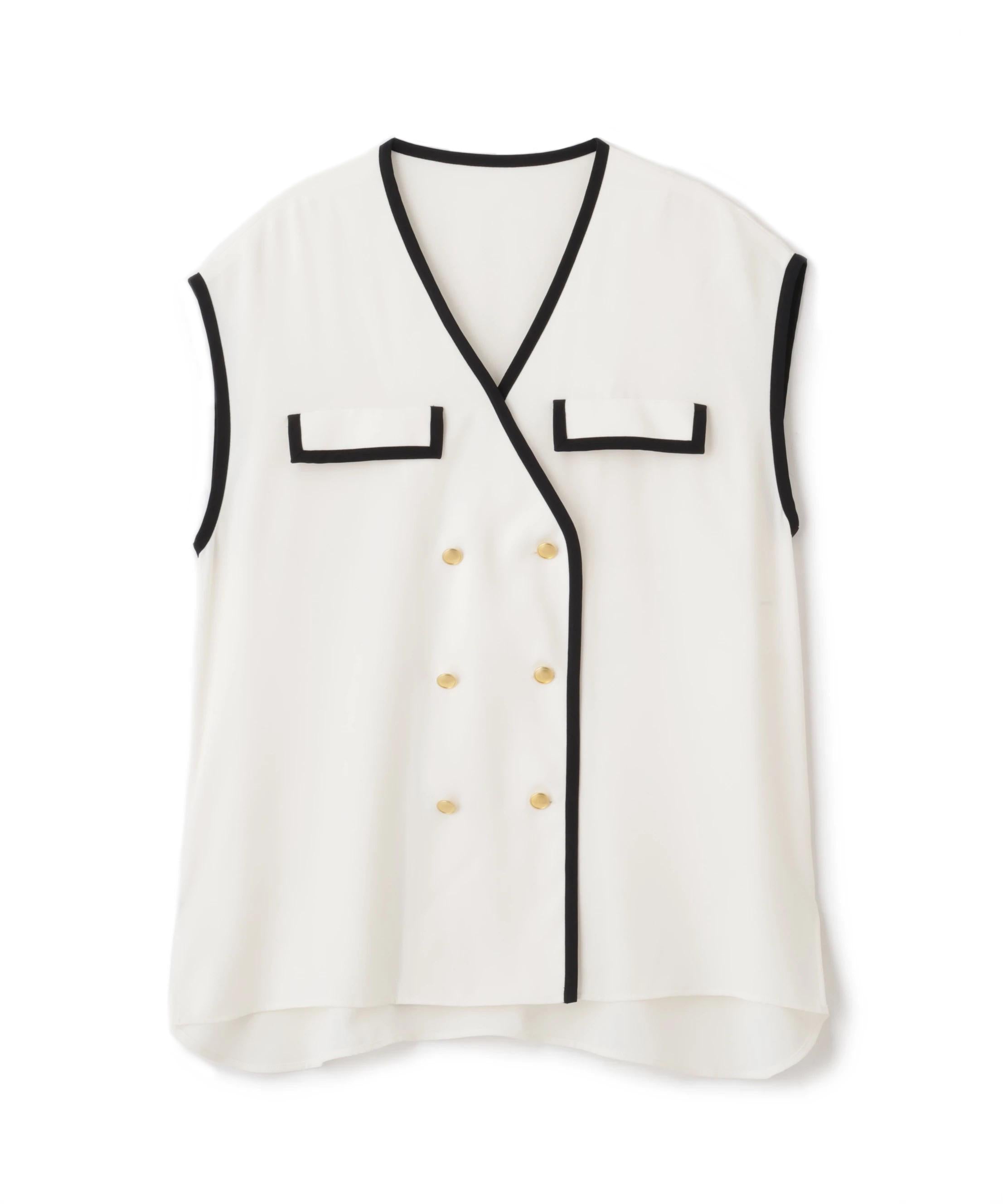 パイピングダブルブラウス ホワイト