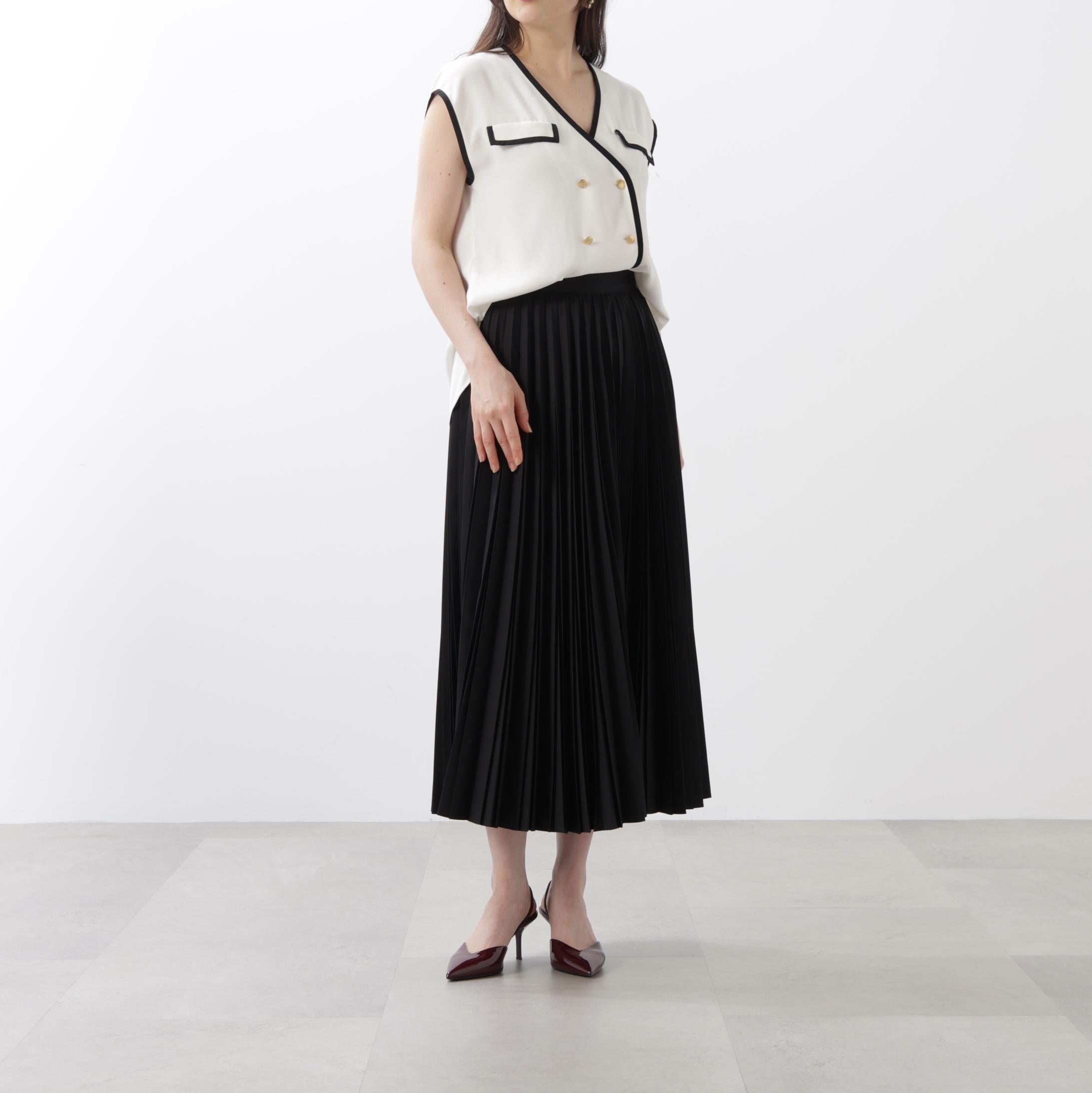 パイピングダブルブラウス ホワイト