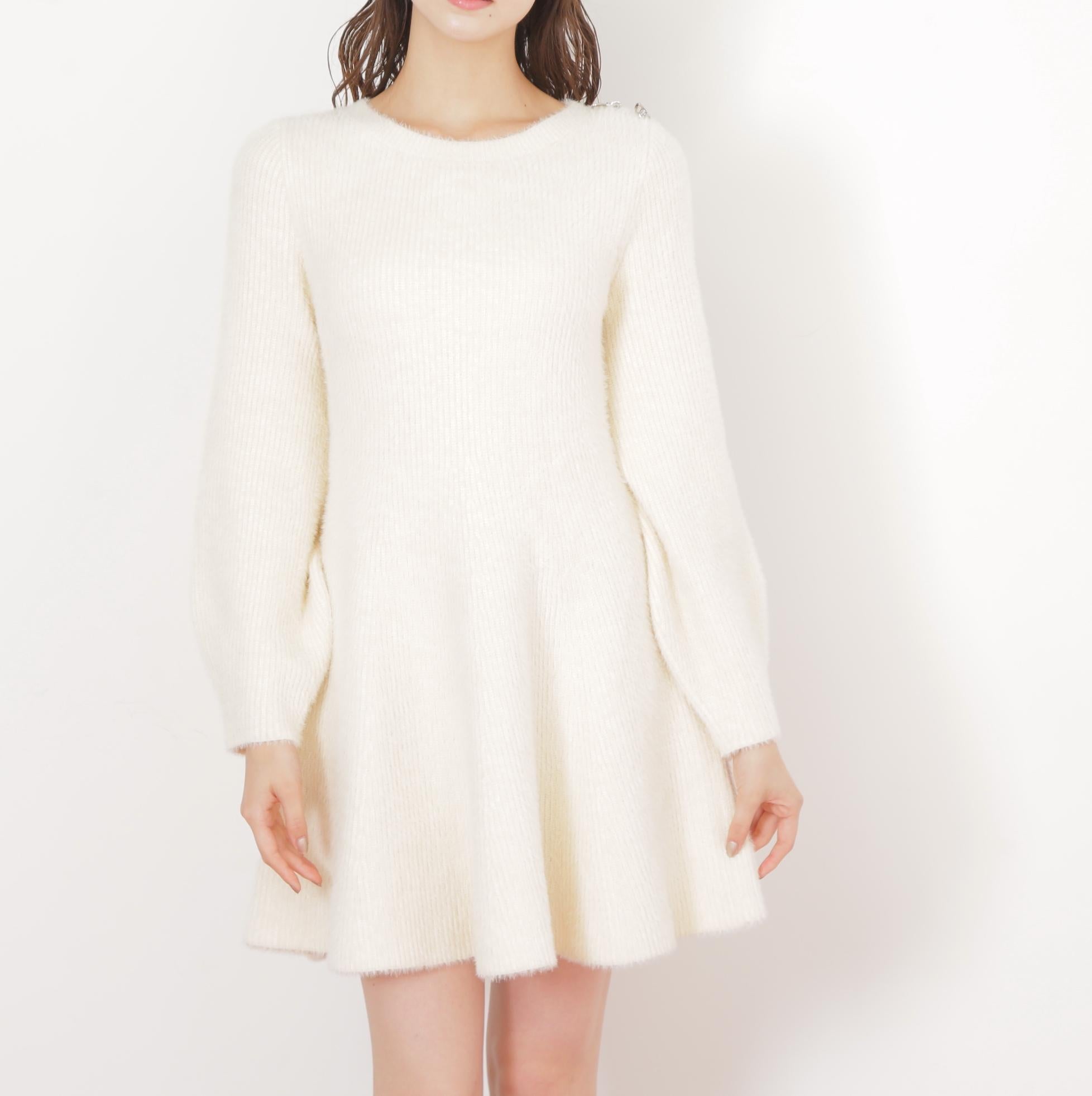 シャギーミニニットワンピース エクリュ
